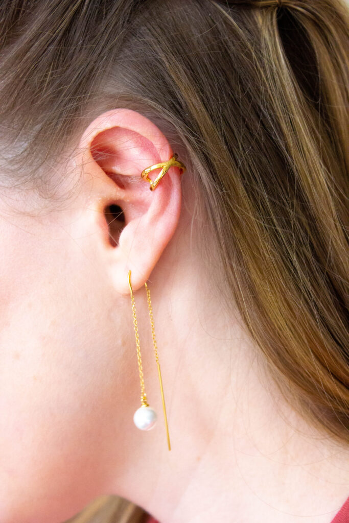 Pearl Threader Earrings and ear cuff
