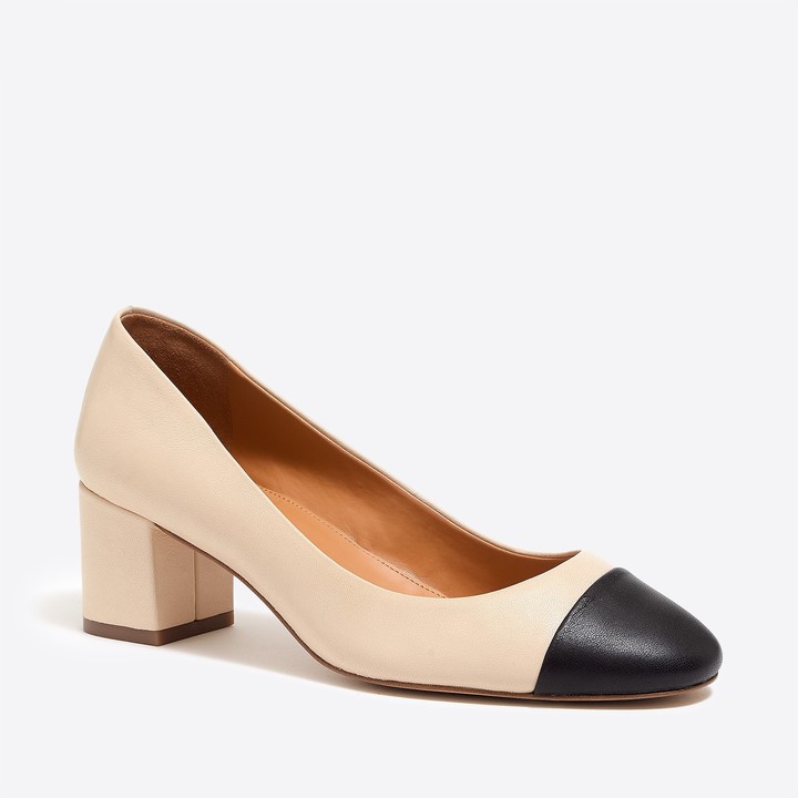 J.Crew Bryn cap-toe leather block heels 