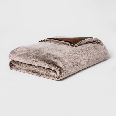 Threshold Faux Fur Weighted Blanket