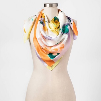 A New Day Floral Print Silk Scarf