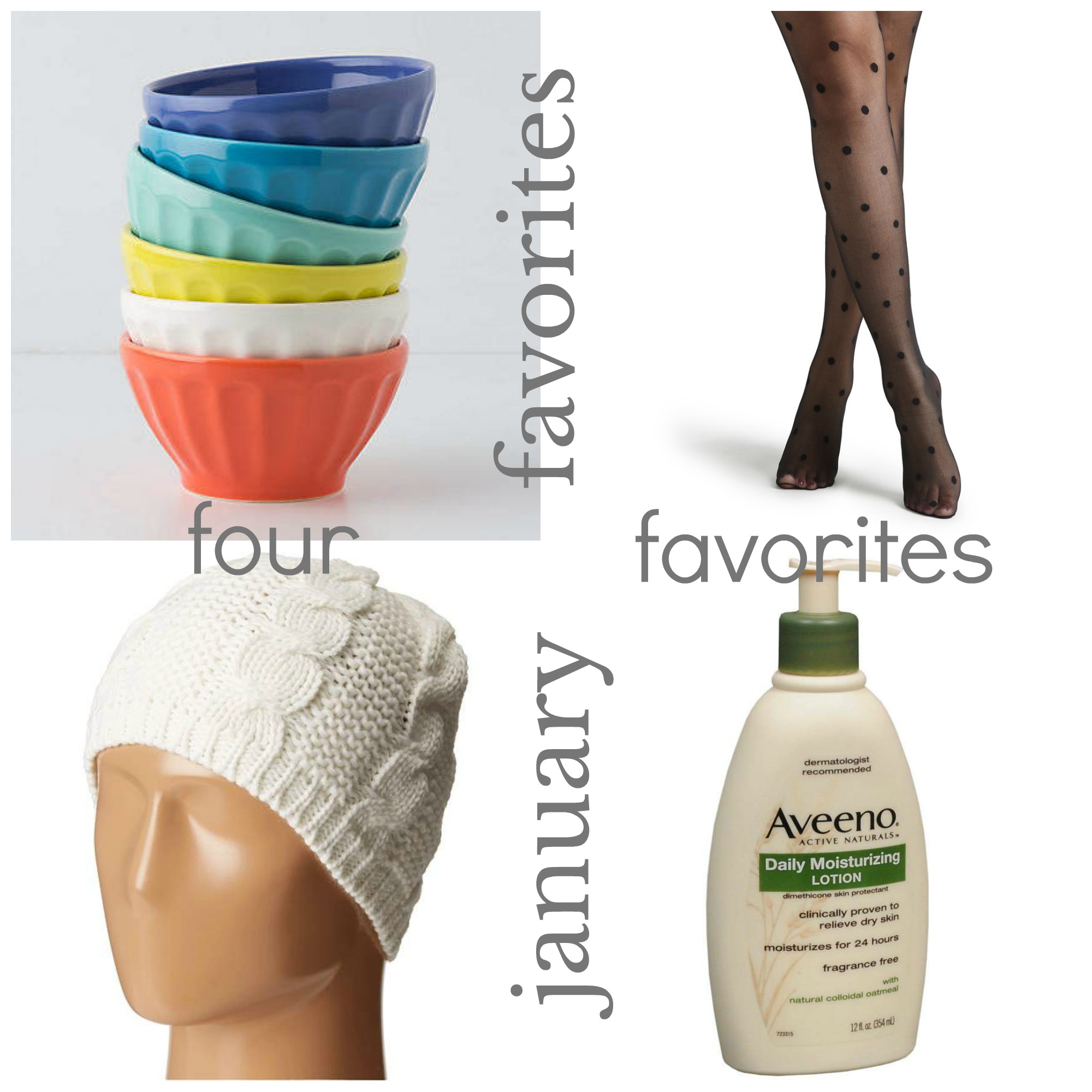 soup bowls, anthropologie, dotted tights, pattern tights, slouchy hats, cable knit hats, beanies, aveeno lotion