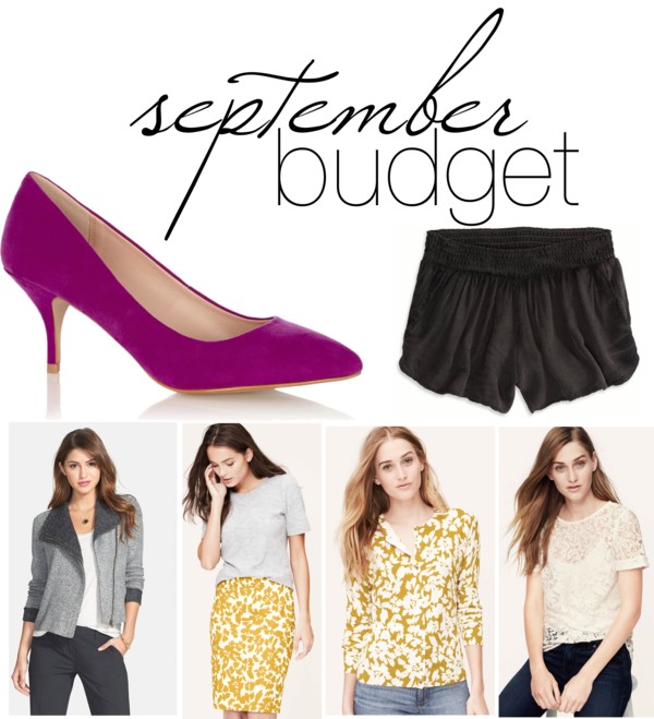 September 2014 Budget | Something Good, asos heel, pink heels, loft skirt, loft cardigan, american eagle shorts