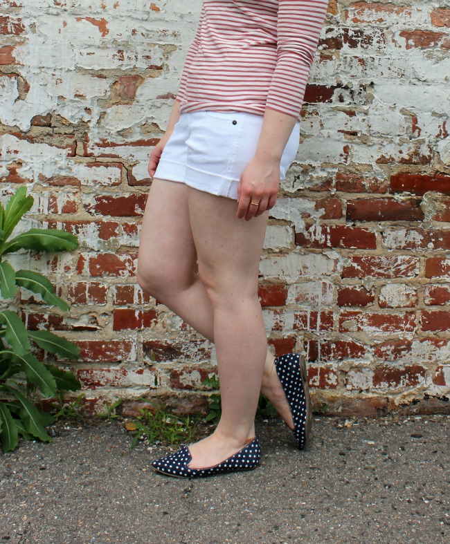 j.crew, boatneck stripes, boat neck stripes, painter tee, red stripes, white shorts