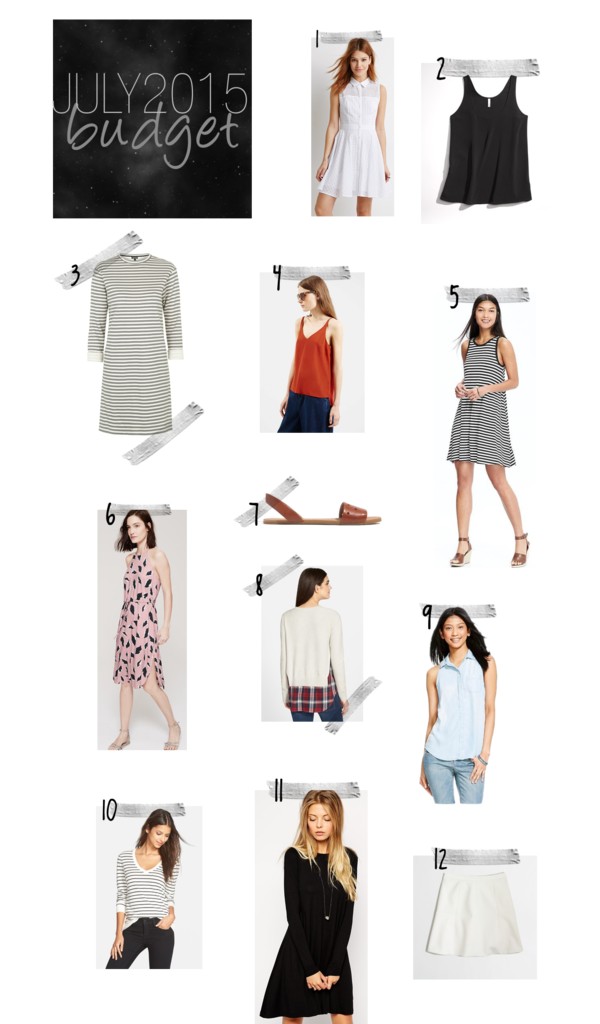 July 2015 Budget, nordstrom, topshop, swing dress, old navy, forever 21, madewell, loft, halter midi dress, j.crew flare skirt, asos swing dress, treasure & bond