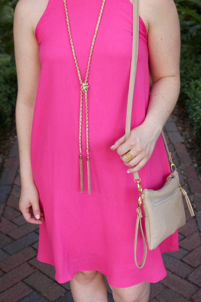The Pink Swing Dress | Something Good, nordstrom, pink swing dress, nudist heel, tan sandals, crossbody bag