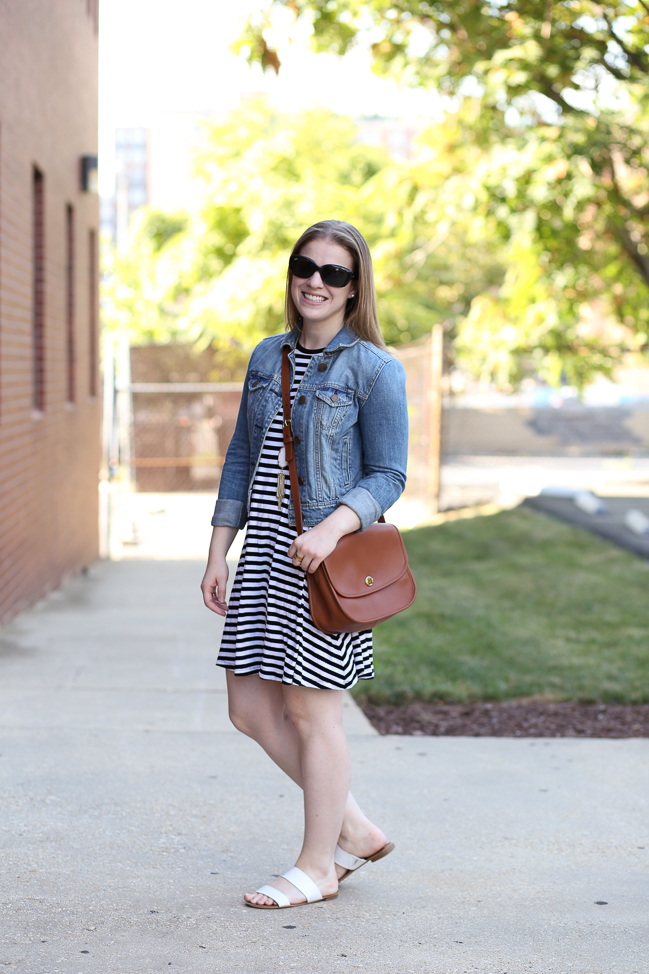 DC woman blogger wearing denim jacket