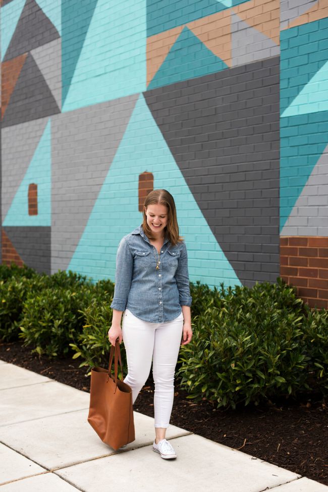 Madewell Transport Tote review, white jeans