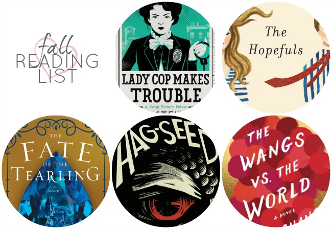 Sunday Book Club: My Fall Reading List | Something Good, fate of the tearling, the hopefuls, lady cop makes trouble, wangs vs the world, hag-seed