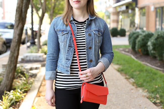 The Striped Tee | Something Good, american eagle outfitters, cropped denim jacket