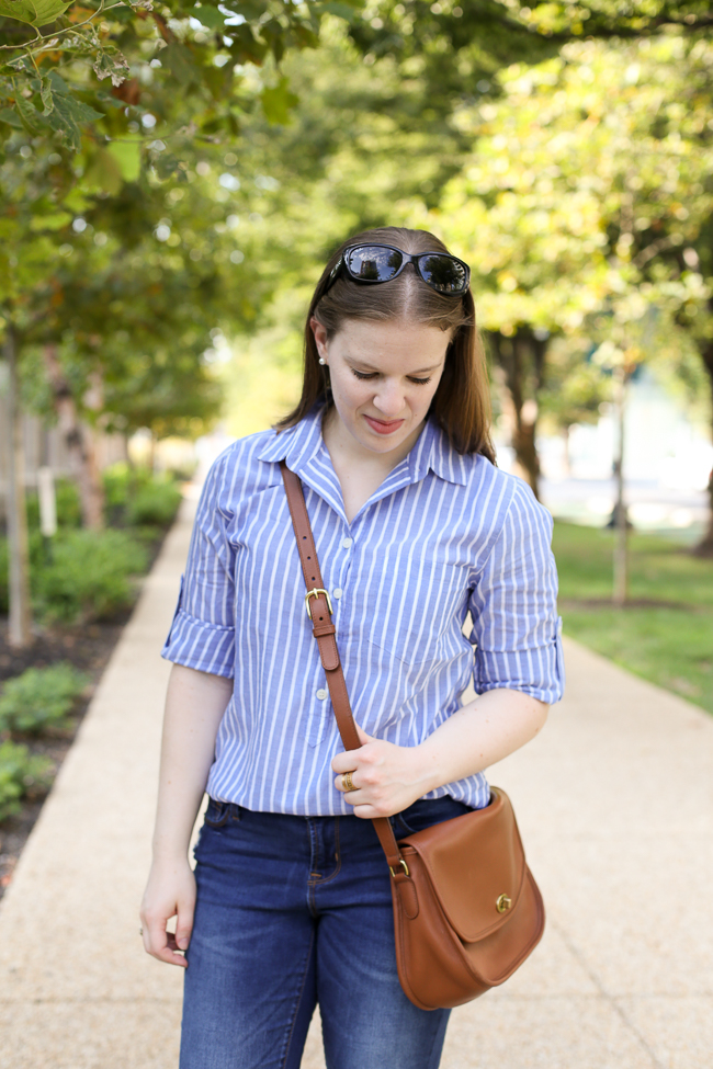 The Striped Popover | Something Good, Ray Ban, Jackie Ohh sunglasses