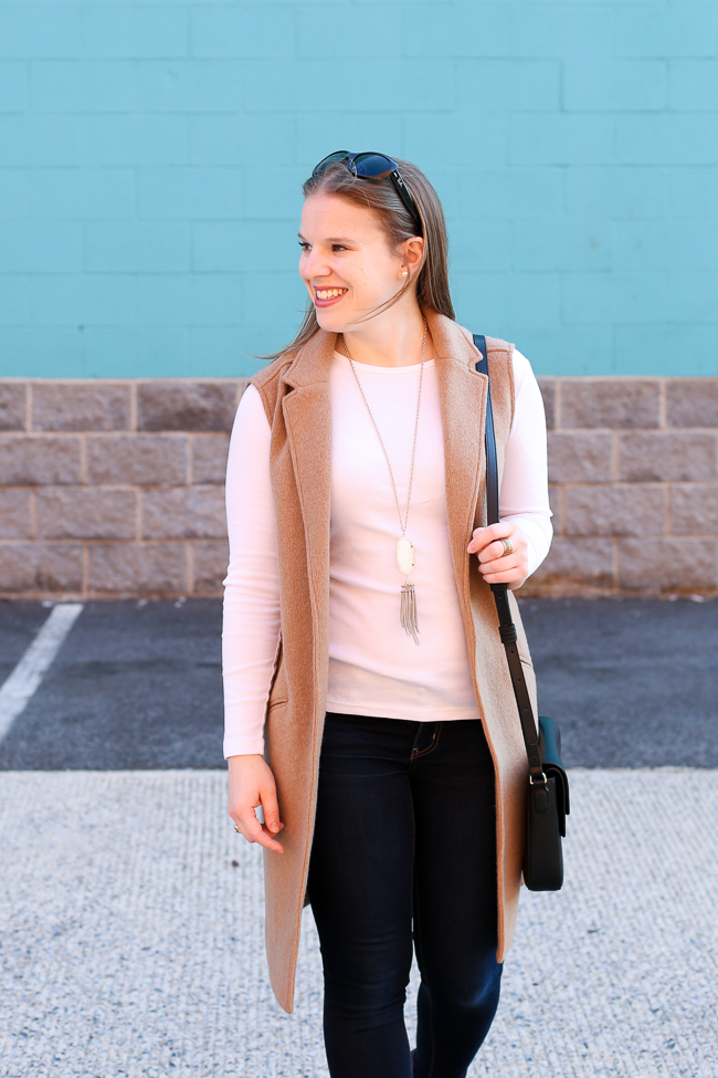 The Camel Blazer Vest | Something Good, white long sleeve top