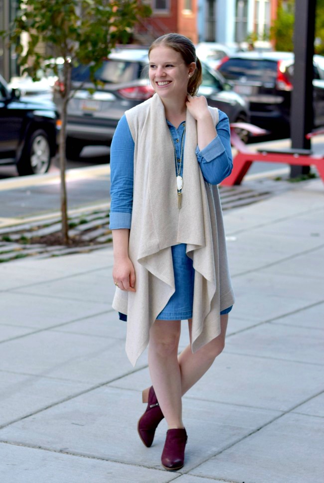 The Chambray Dress | Something Good, sweater vest