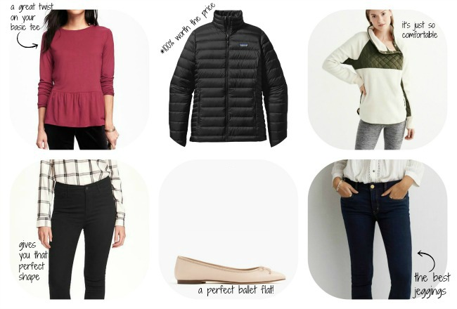 My Favorite Purchases in 2016 | Something Good, j.crew gemma ballet flat, aeo jeggings, old navy sculpt, patagonia packable jacket, old navy peplum, abercrombie and fitch pullover,