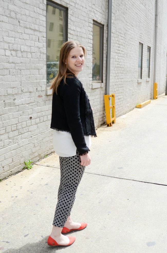 dc woman blogger wearing banana republic jacket, topshop cami, old navy pixie pants, work outfit, women, fashion, clothing, clothes, style