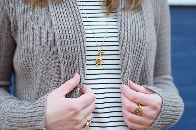The Striped Peplum | Something Good, giraffe necklace, jewelry