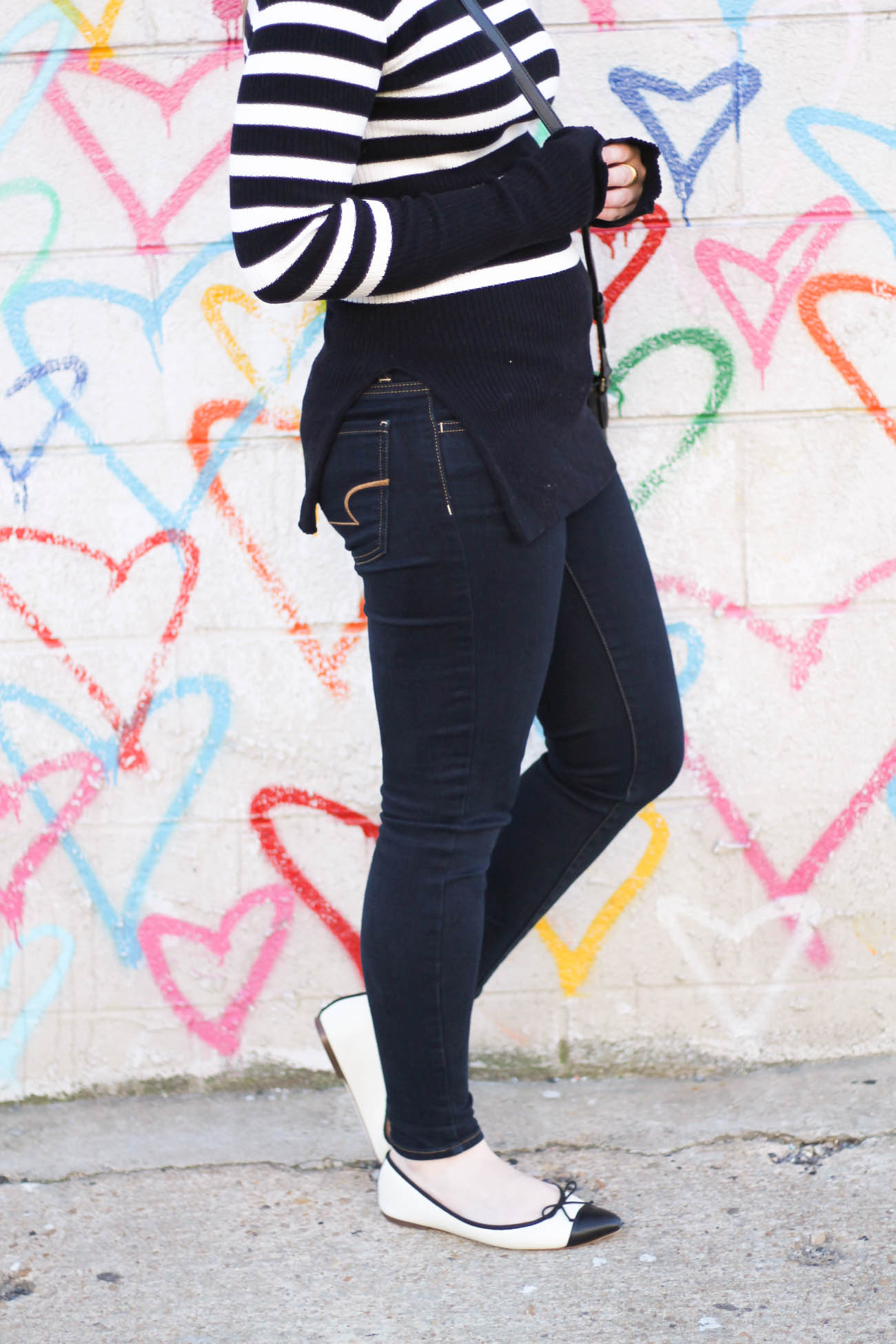 The Breton Sweater | Something Good, @danaerinw, jeggings, j.crew cap toe ballet flats, pointed ballet flats