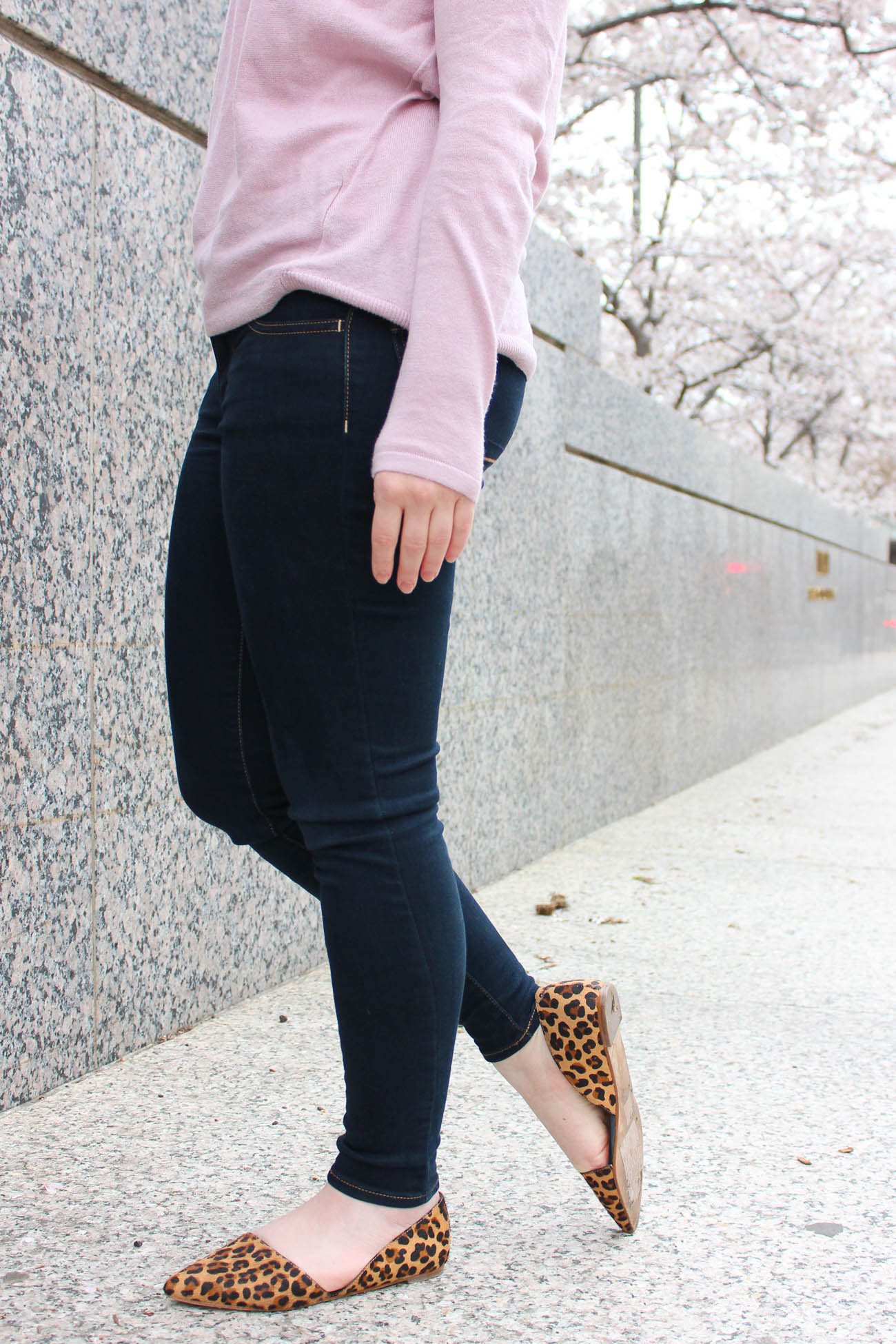 The Cherry Blossoms Outfit | Something Good, @danaerinw, american eagle outfitters, aeo, skinny jeans, jeggings, d'orsay flats, leopard print, j.crew factory shoes