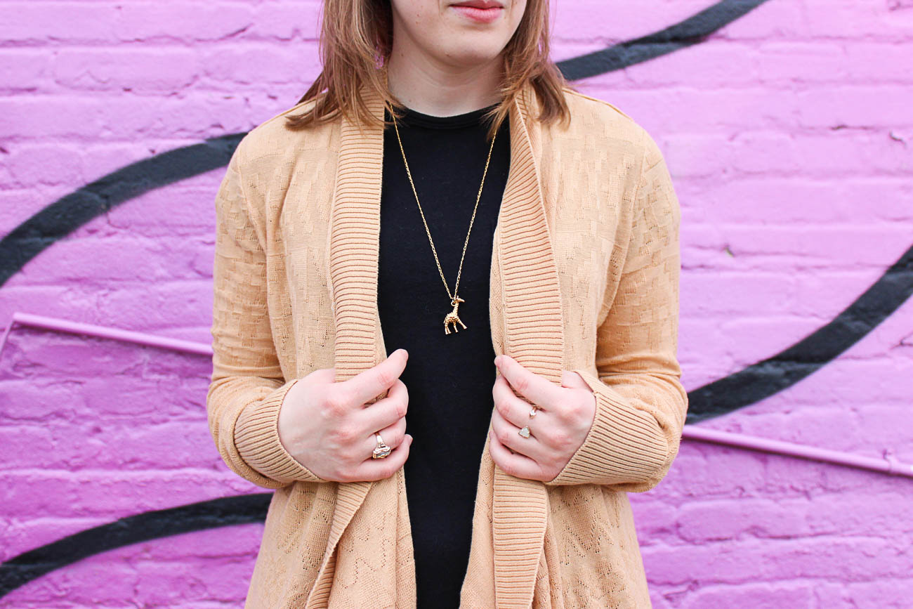 The Camel Cardigan | Something Good, @danaerinw giraffe necklace