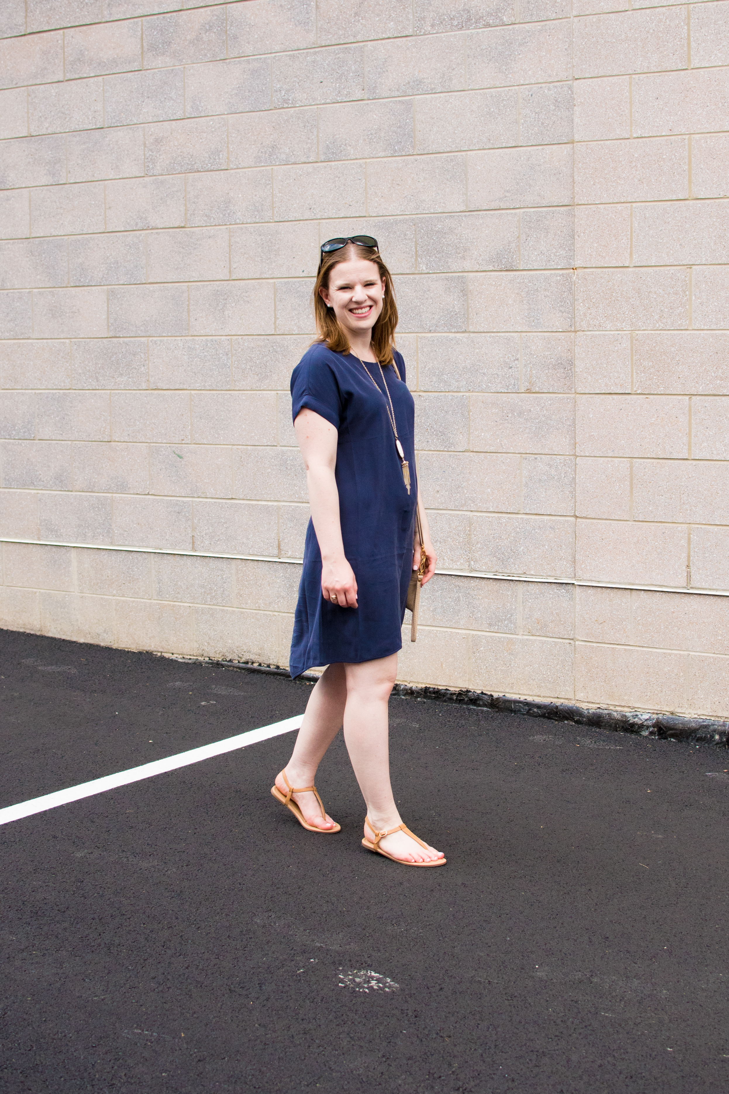 The Navy Shift Dress | Something Good, @danaerinw, women, fashion, clothing, style, summer style, clothes, women's clothing, summer fashion, everlane, tstrap sandals, nude sandals, dress