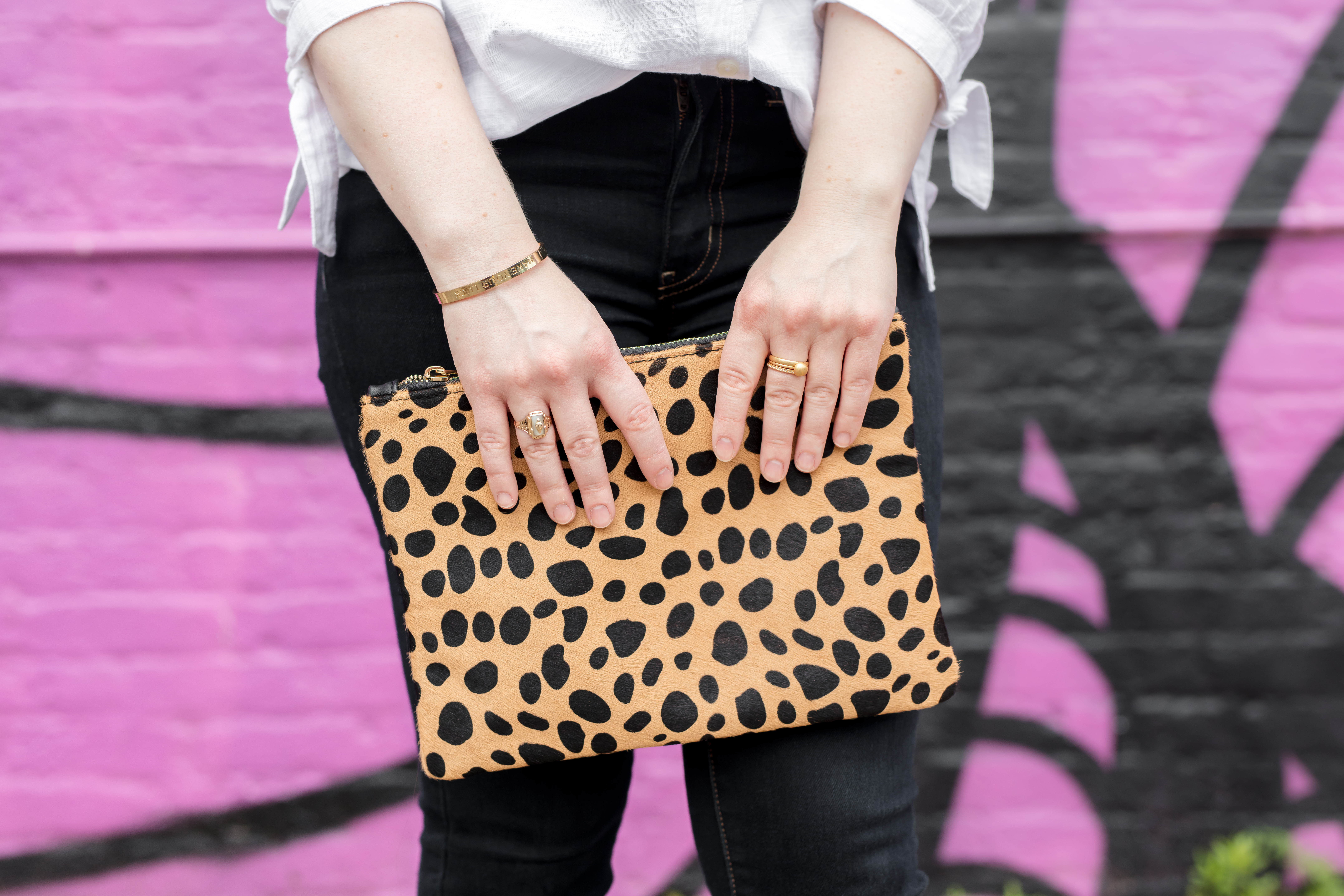 The White Button Up Two Ways | Something Good, @danaerinw , leopard print clutch
