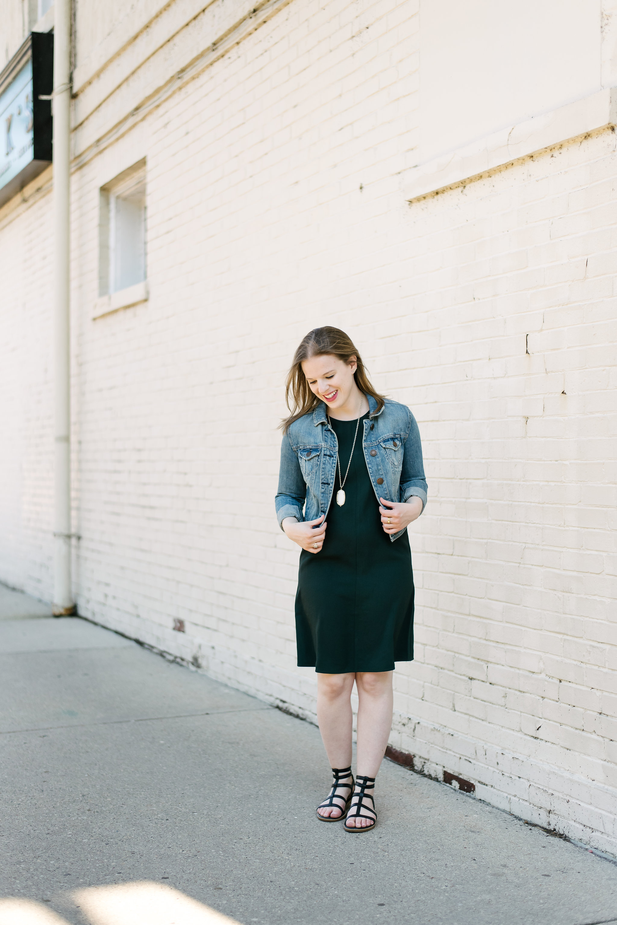 The Everlane GoWeave Tank Dress | Something Good, women, fashion, clothing, style, clothes, high neck tank dress,, cage sandals, black sandals, jean jacket, dress, necklace, fall fashion, summer style, green dress, @danaerinw