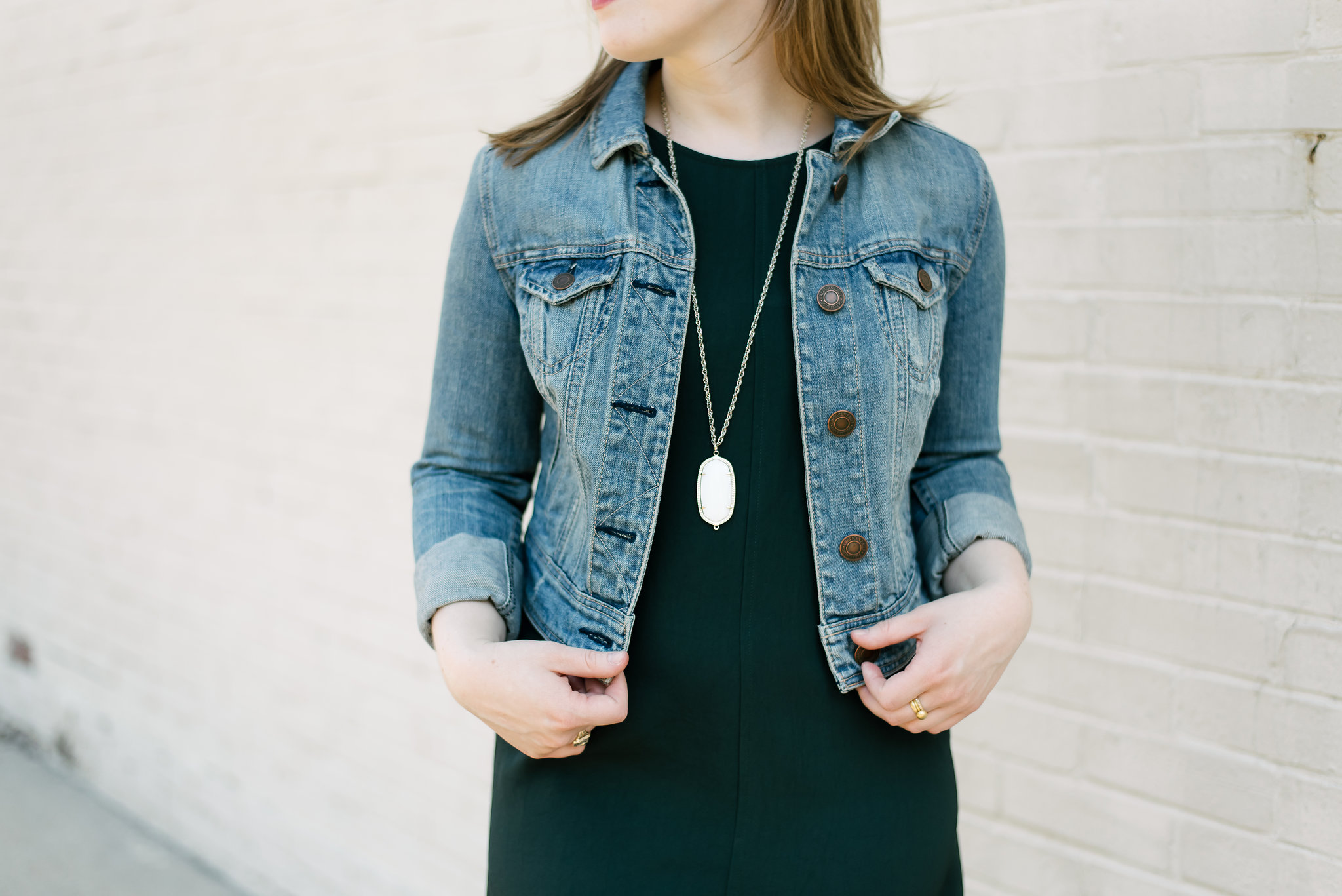 The Everlane GoWeave Tank Dress | Something Good. aeo denim jacket, kendra scott rayne necklace, @danaerinw