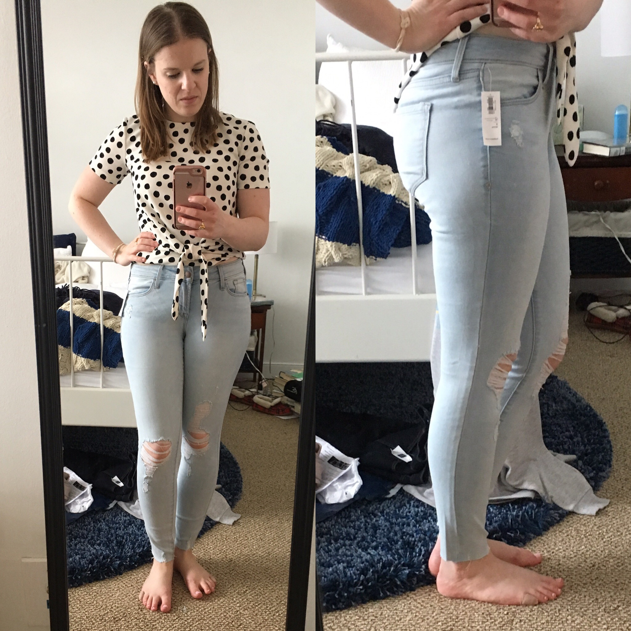 Shopping Reviews, Vol. 47 Cardigan Reviews | Something Good, @danaerinw, Old Navy Mid-Rise Light-Wash Rockstar Ankle Jeans