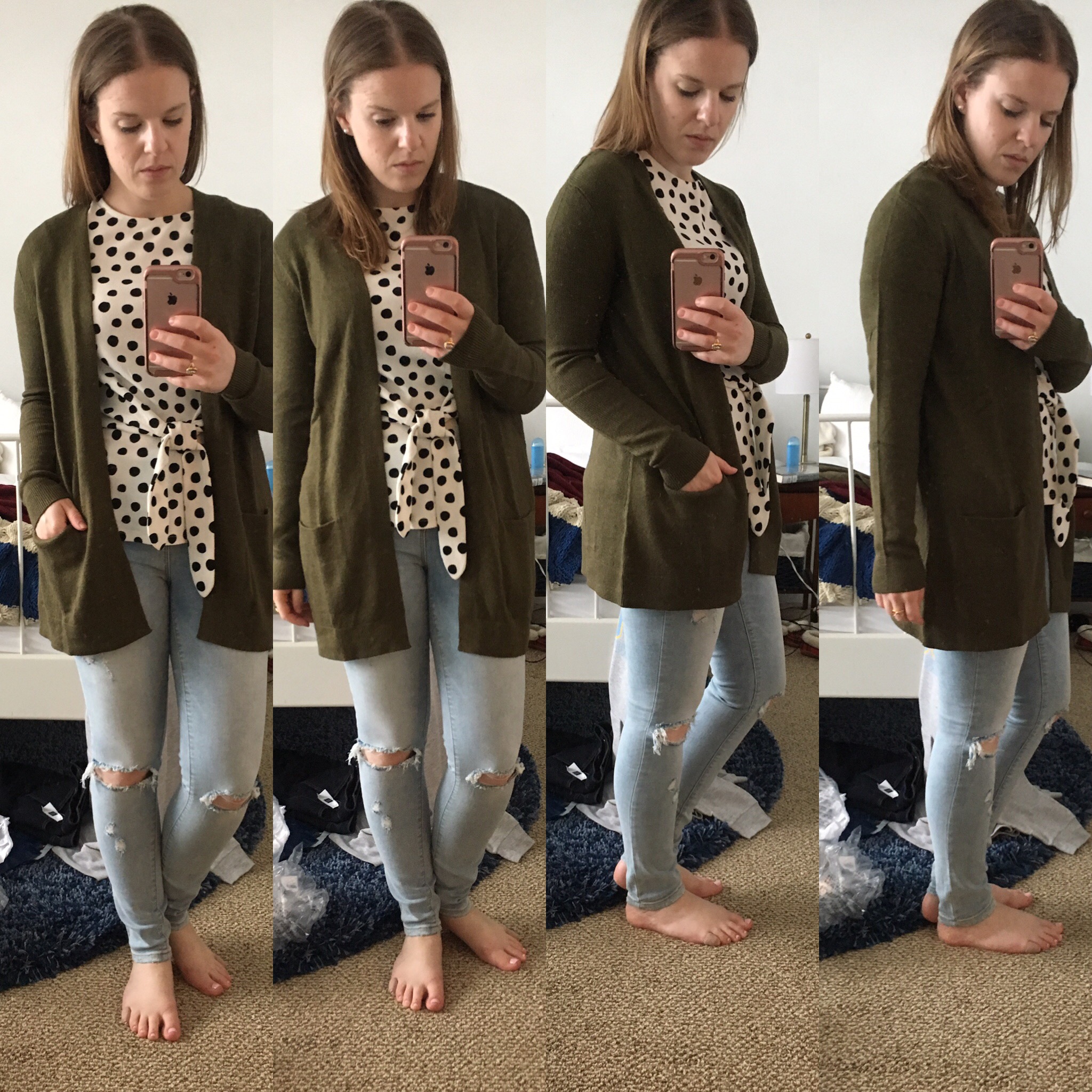 Shopping Reviews, Vol. 47 Cardigan Reviews | Something Good, @danaerinw, Old Navy Open-Front Long-Line Cardi Olive