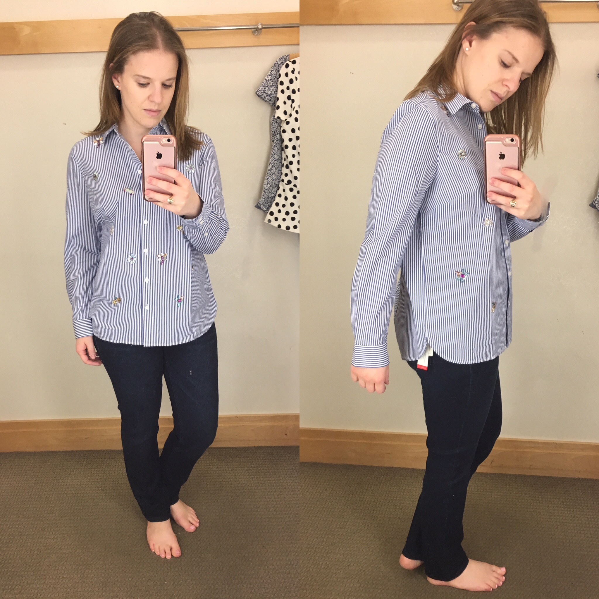 Shopping Reviews, Vol. 45 Talbots Reviews | Something Good, @danaerinw Talbots Rhinestone Flowers & Garden Insect Stripe Shirt