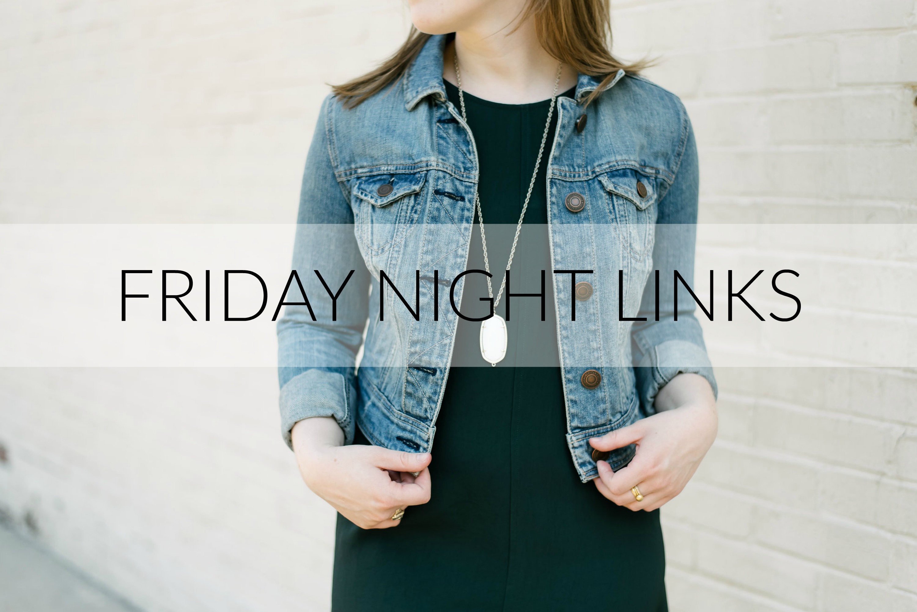 Friday Night Links | Something Good, girl wearing and holding jean jacket, weekend sales