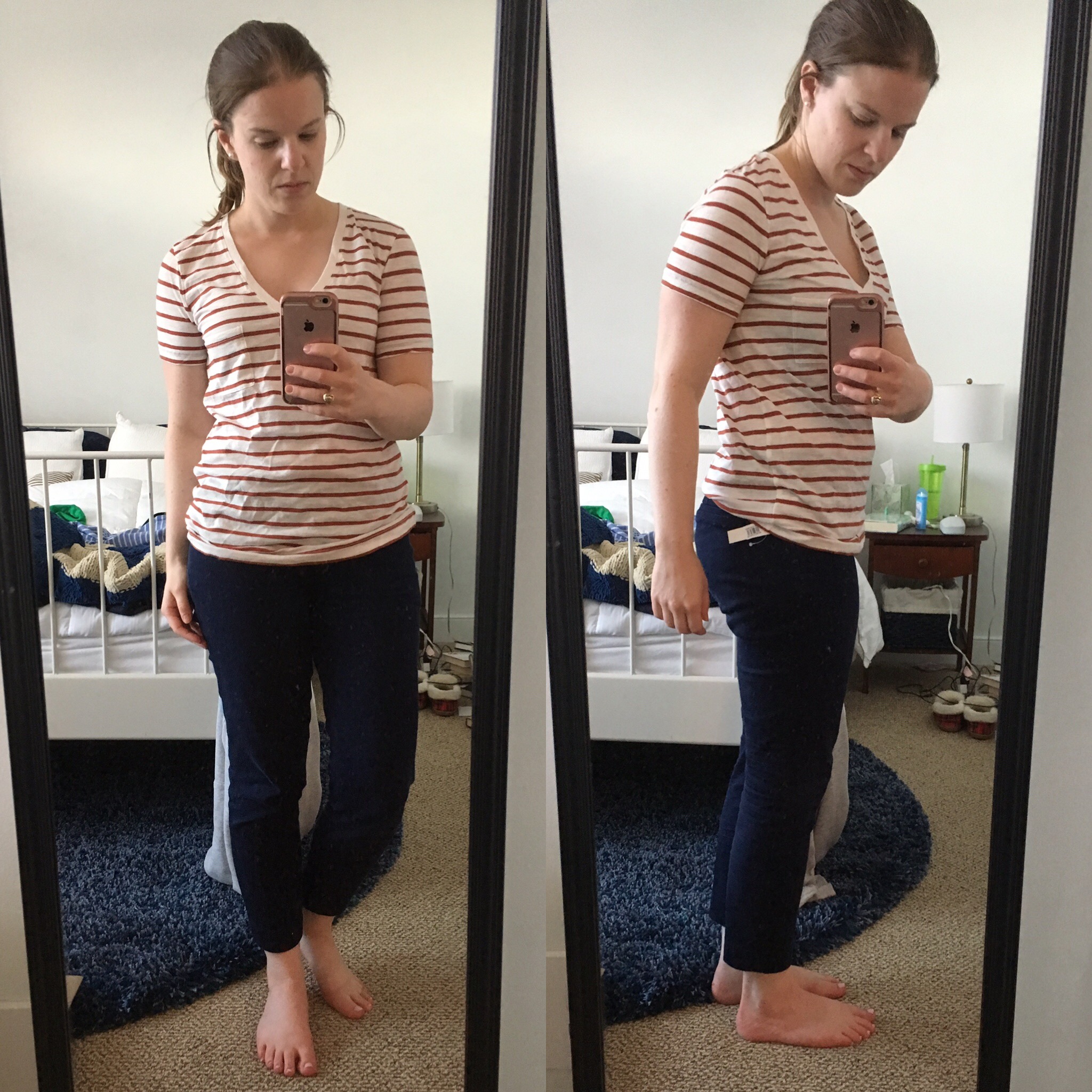 Shopping Reviews, Vol. 48: Everlane Denim | Something Good, @danaerinw , Madewell Whisper Cotton V-Neck Pocket Tee in Abilene Stripe