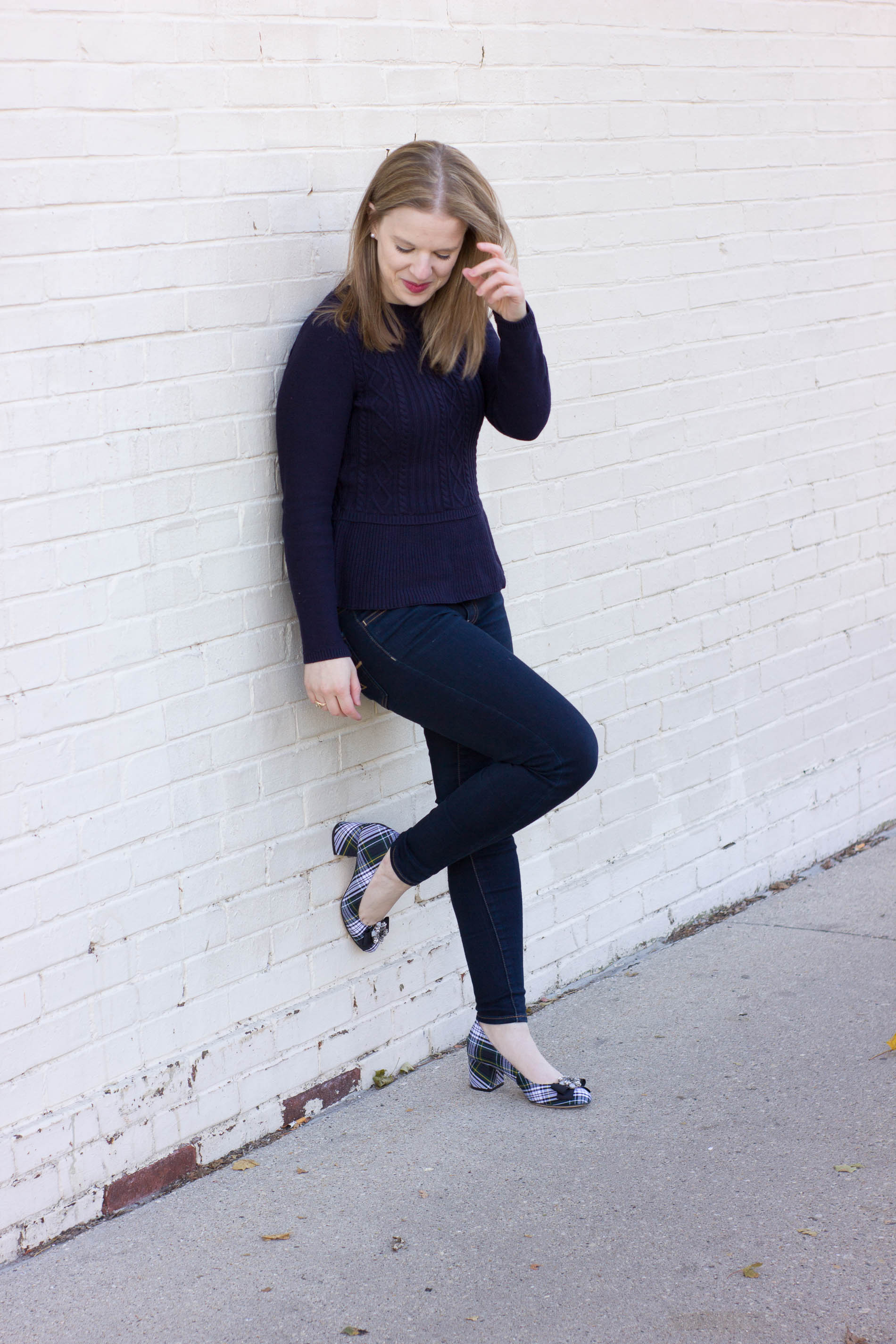 DC woman blogger wearing plaid heels