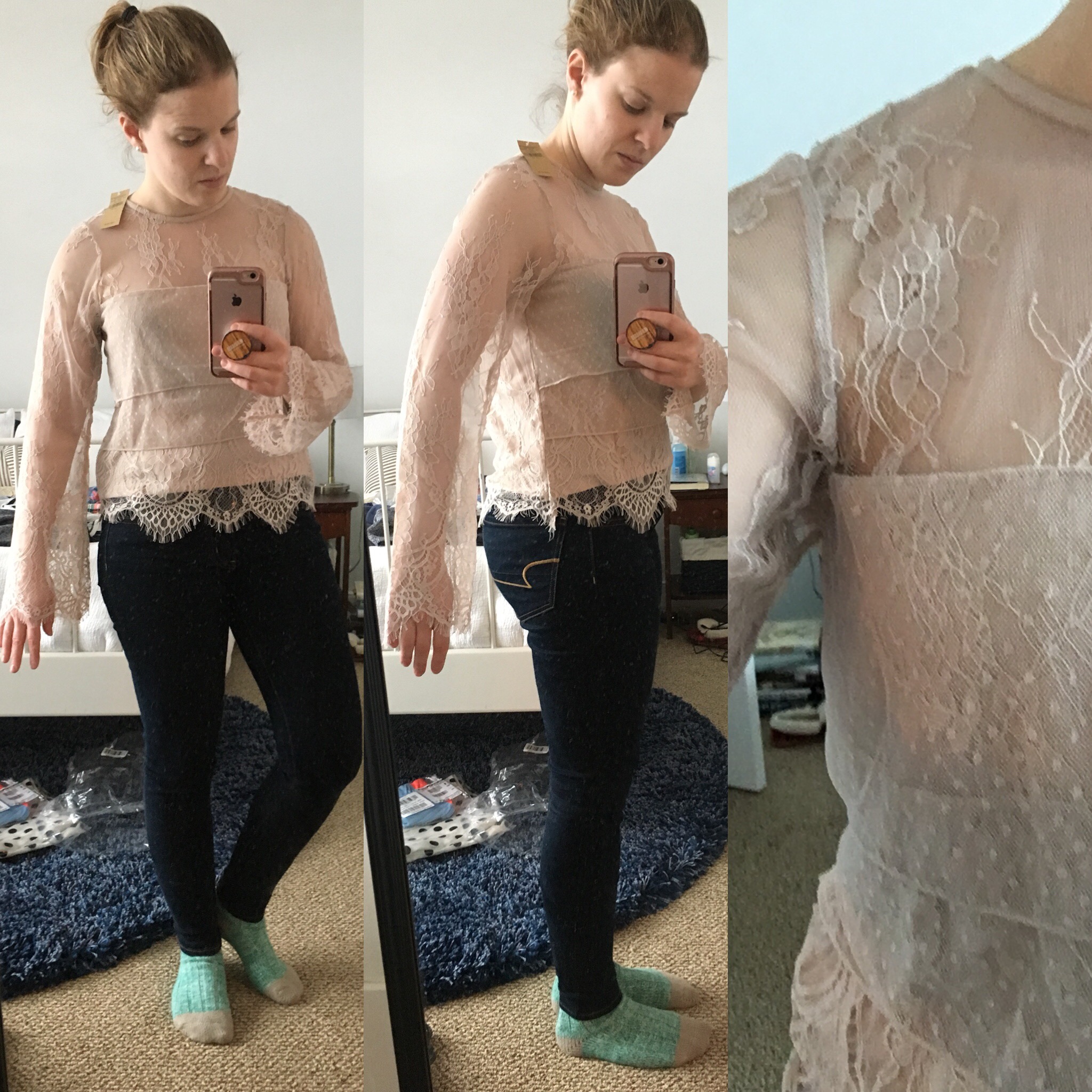 Shopping Reviews, Vol. 52 | Something Good, @danaerinw, AE Mixed Media Tiered Lace Top