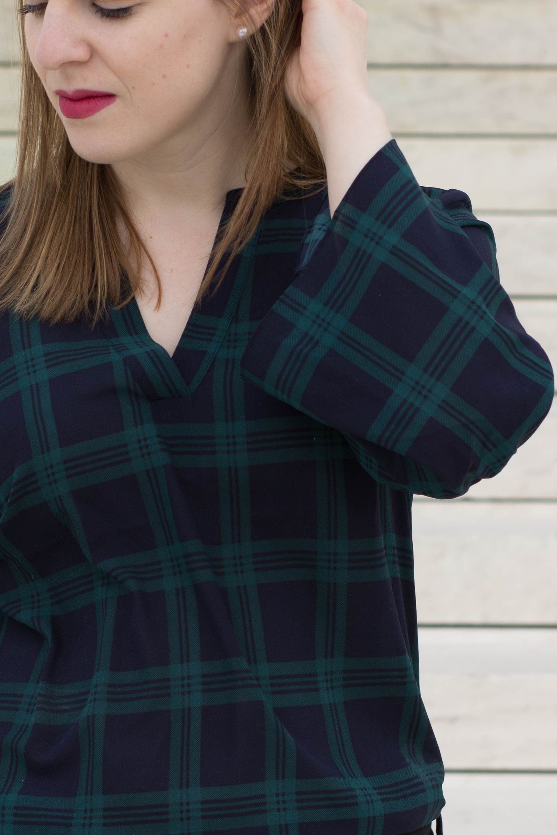 The Office Holiday Party | Something Good, @danaerinw, j.crew factory women's tops, pearl earrings