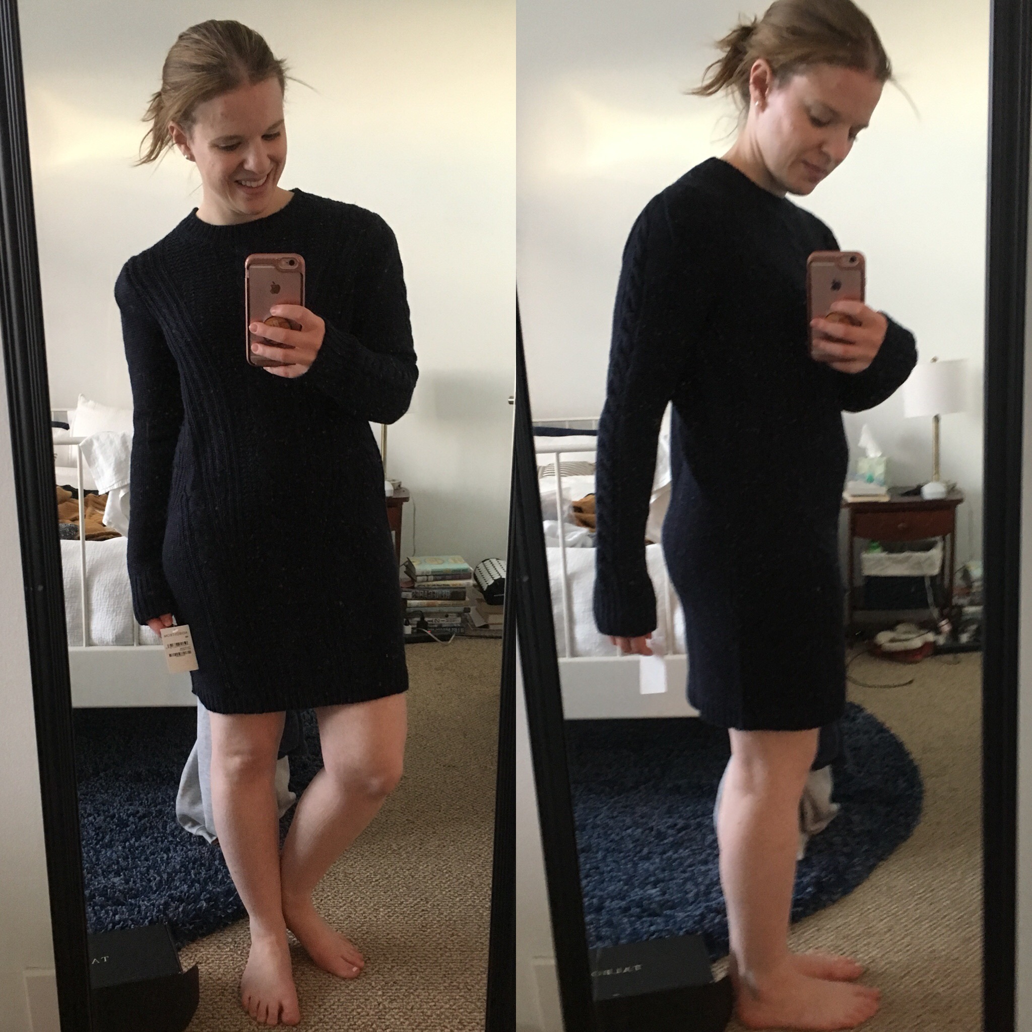 Shopping Reviews, Vol. 52: The Cozy Cabin Dress | Something Good, @danaerinw , Nordstrom Treasure & Bond X Something Navy Sweater Dress