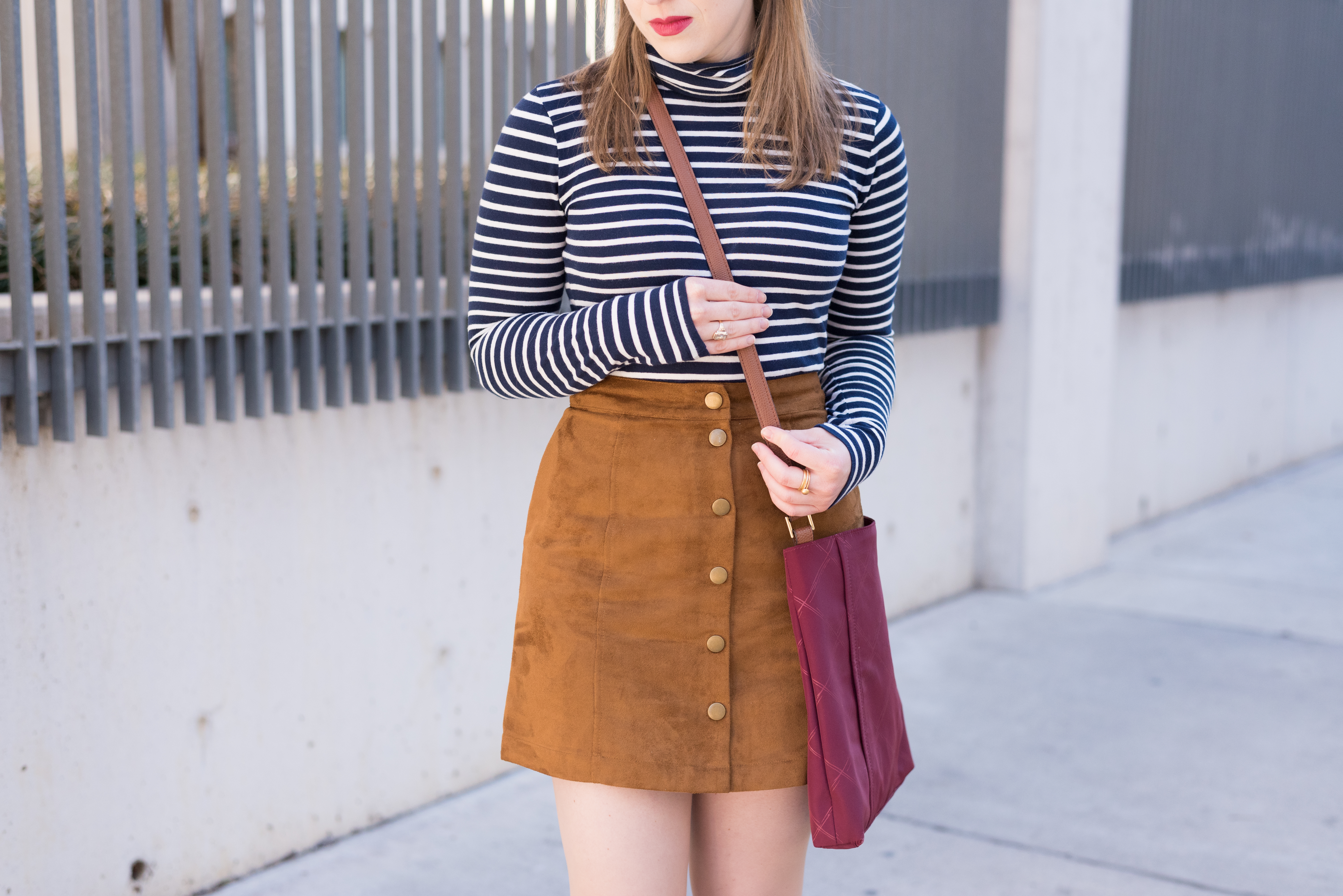 old navy button up skirt, suede button up skirt, very bradley 