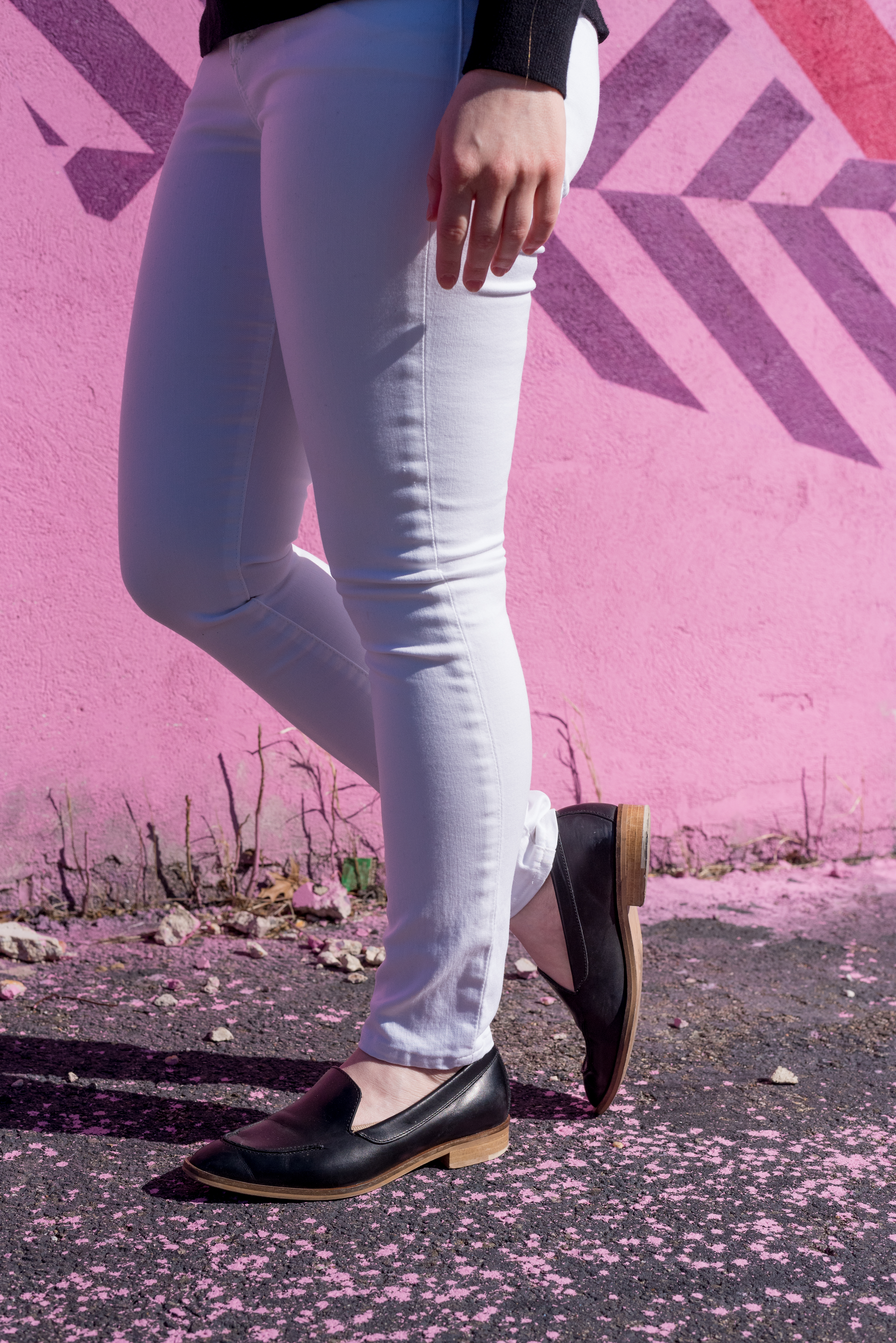 woman wearing black Loafer Everlane