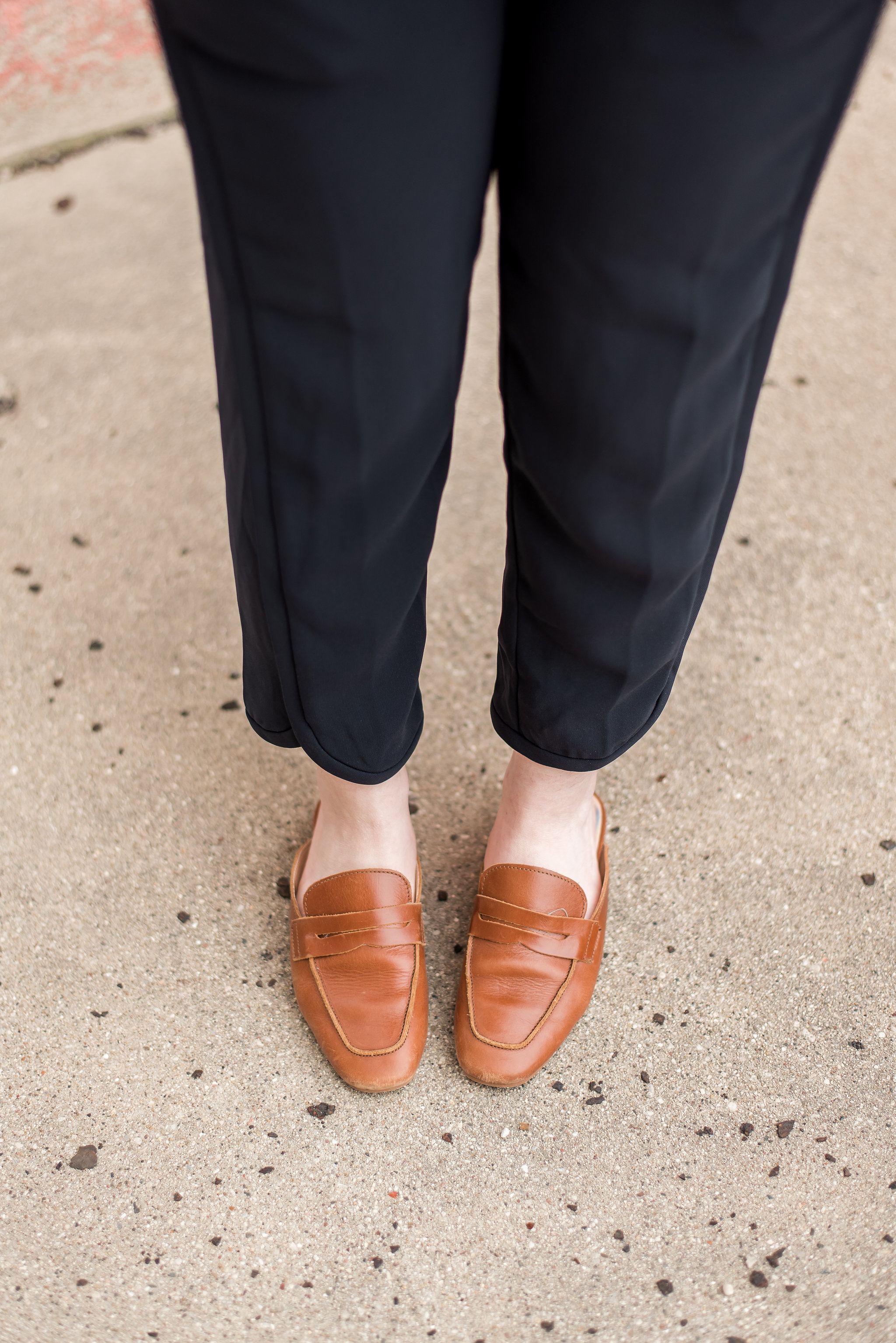 woman style blogger wearing Dune London GAZE penny loafers