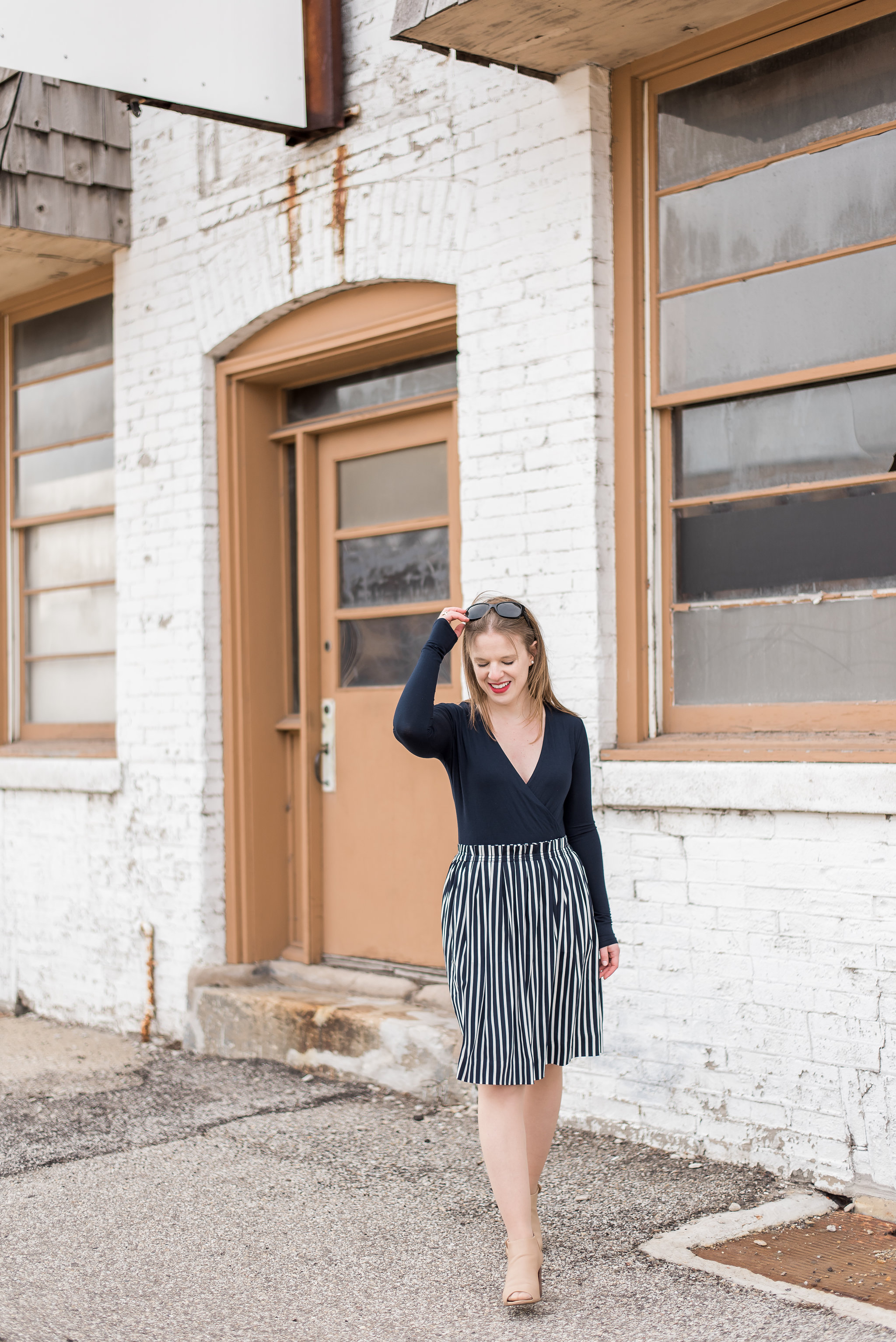 dc blogger woman wearing Wrap bodysuit J Crew