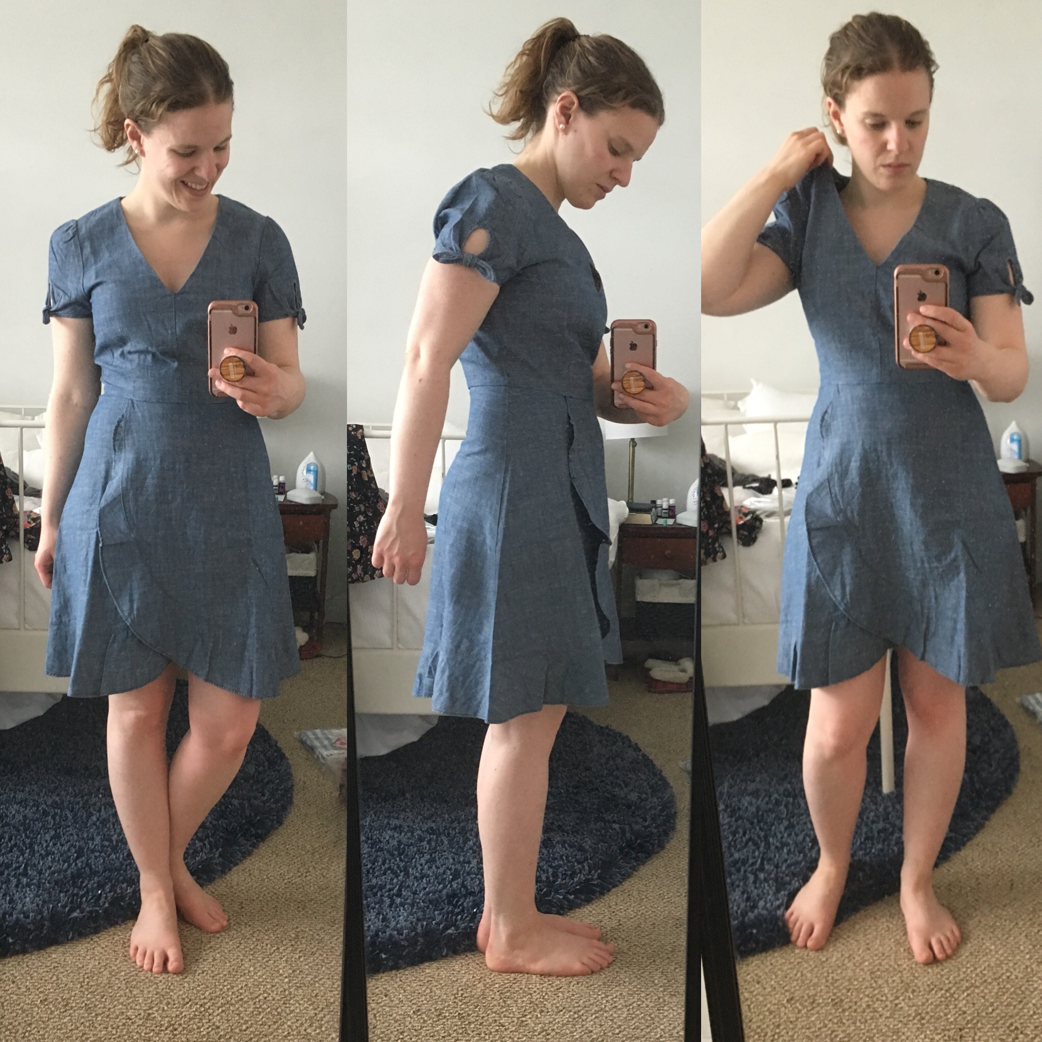 dc woman blogger wearing J.Crew Factory Chambray Faux-Wrap Dress