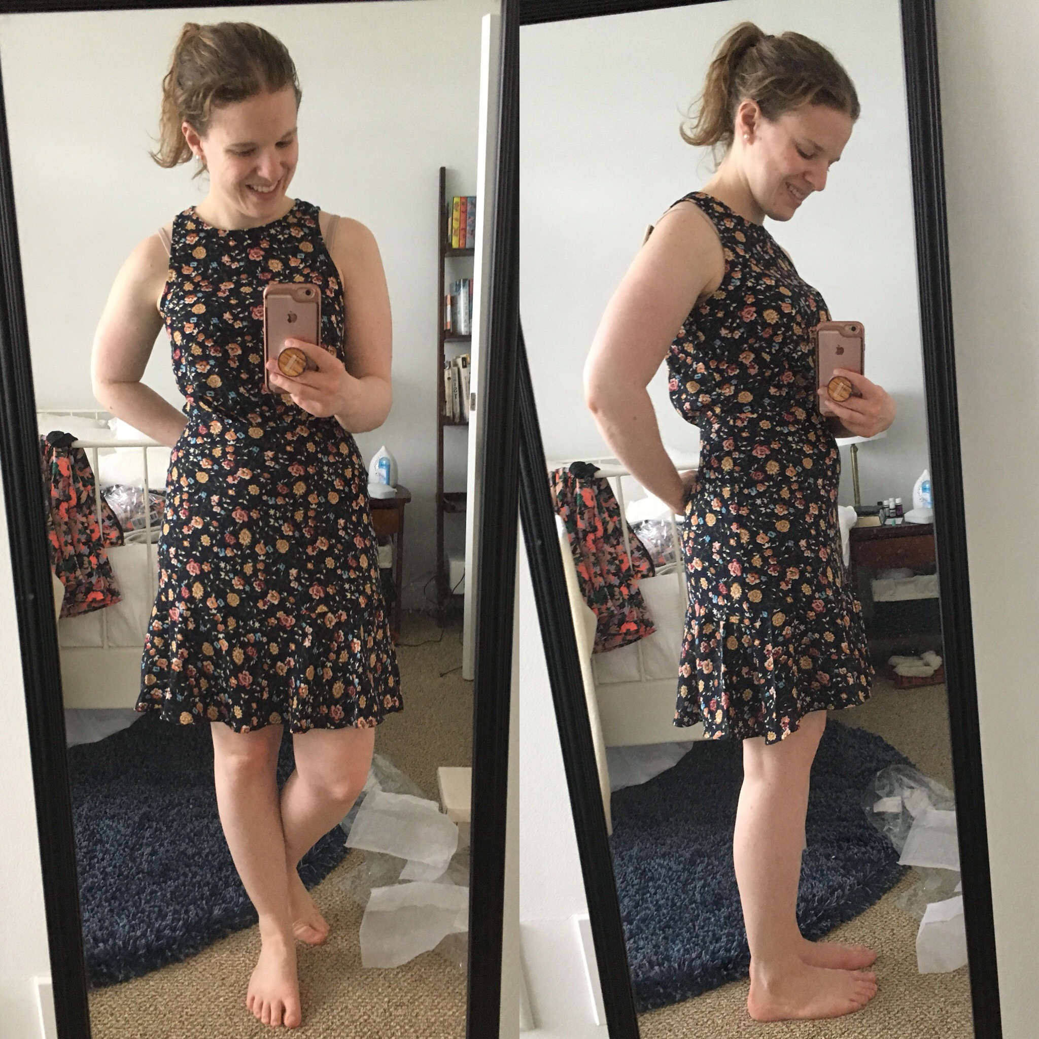 dc woman blogger wearing J.Crew Factory Mercantile Ruched-Waist Dress in Vintage Floral