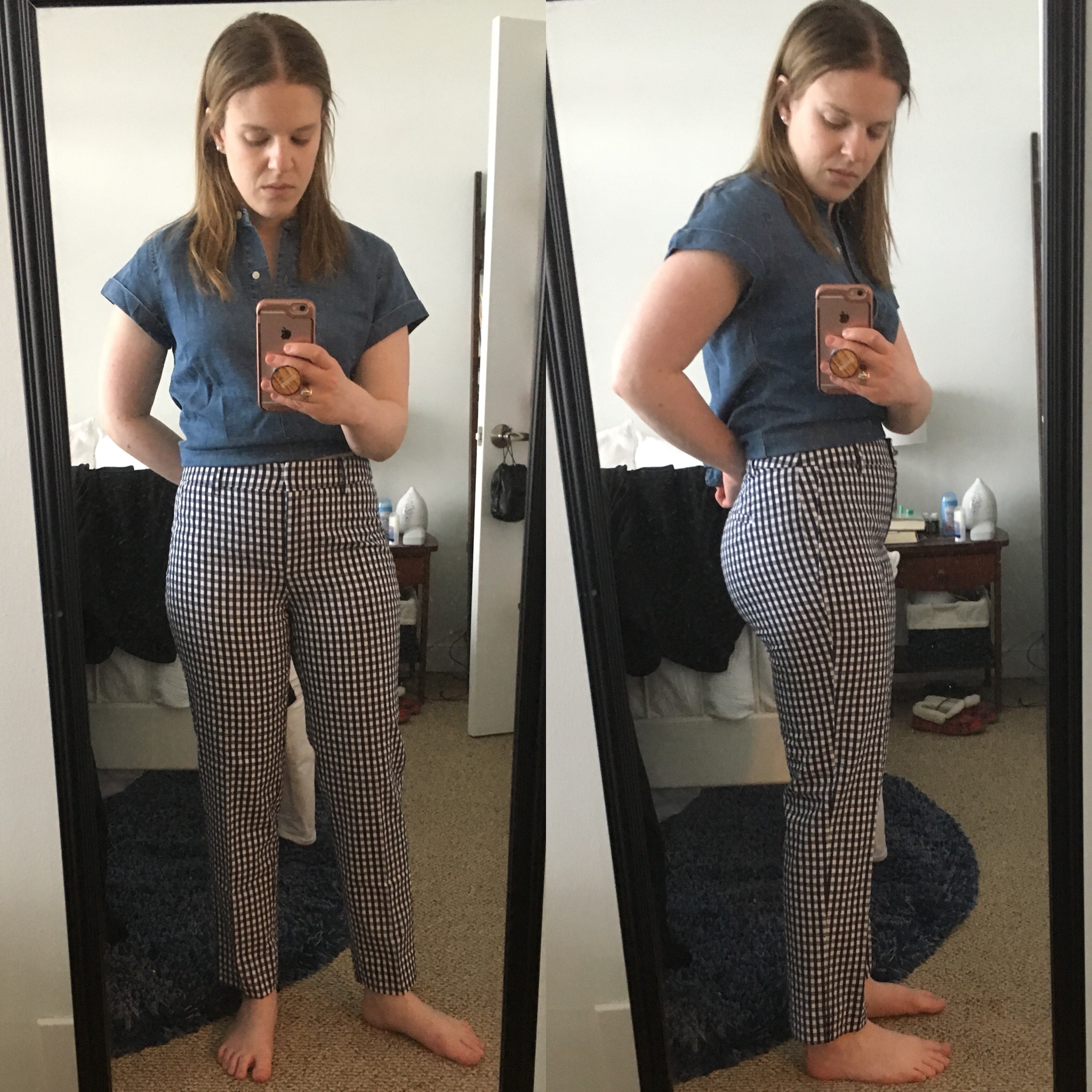 dc woman style and lifestyle blogger wearing J.Crew Factory Skimmer pant in gingham