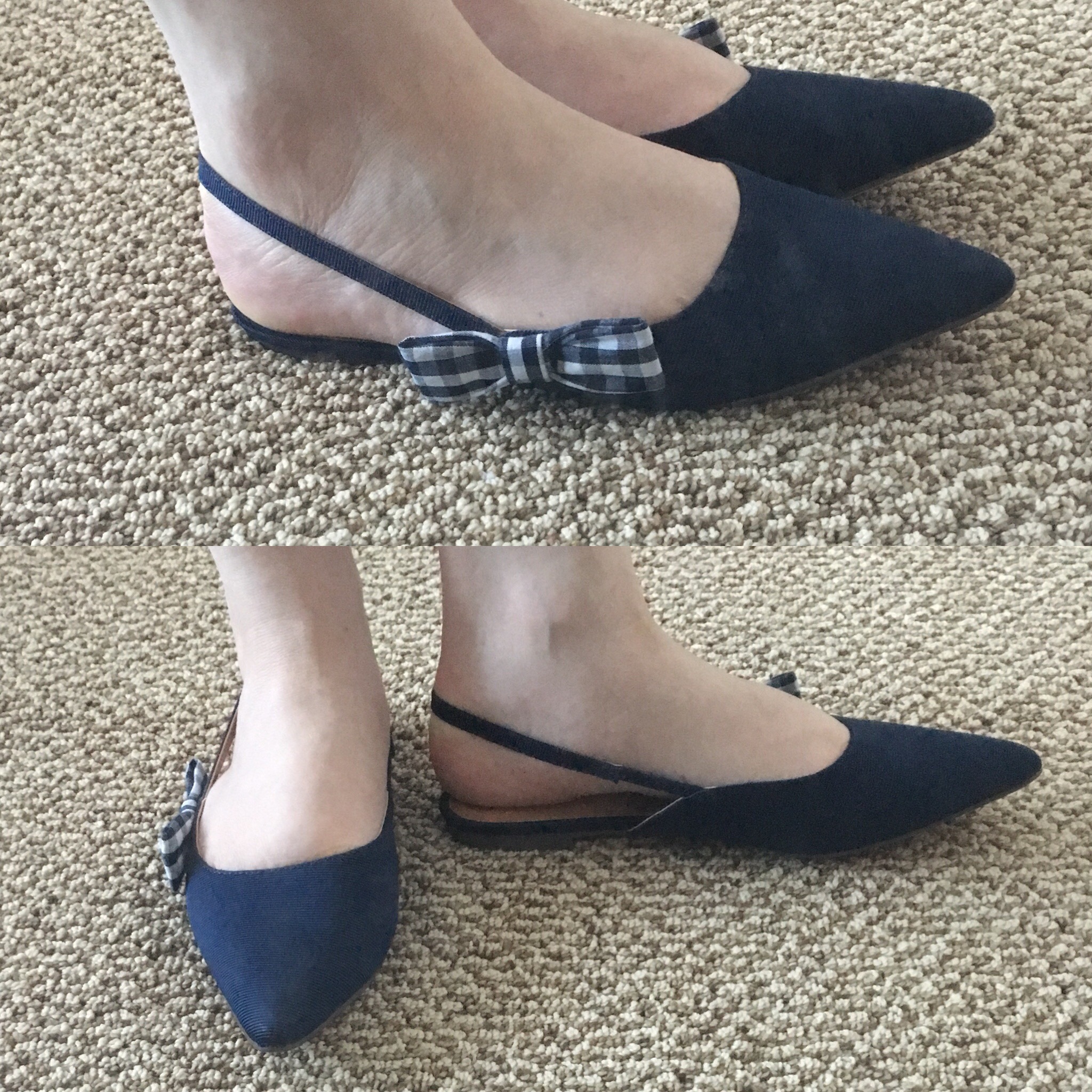 J.Crew Factory Slingback flats with gingham bow