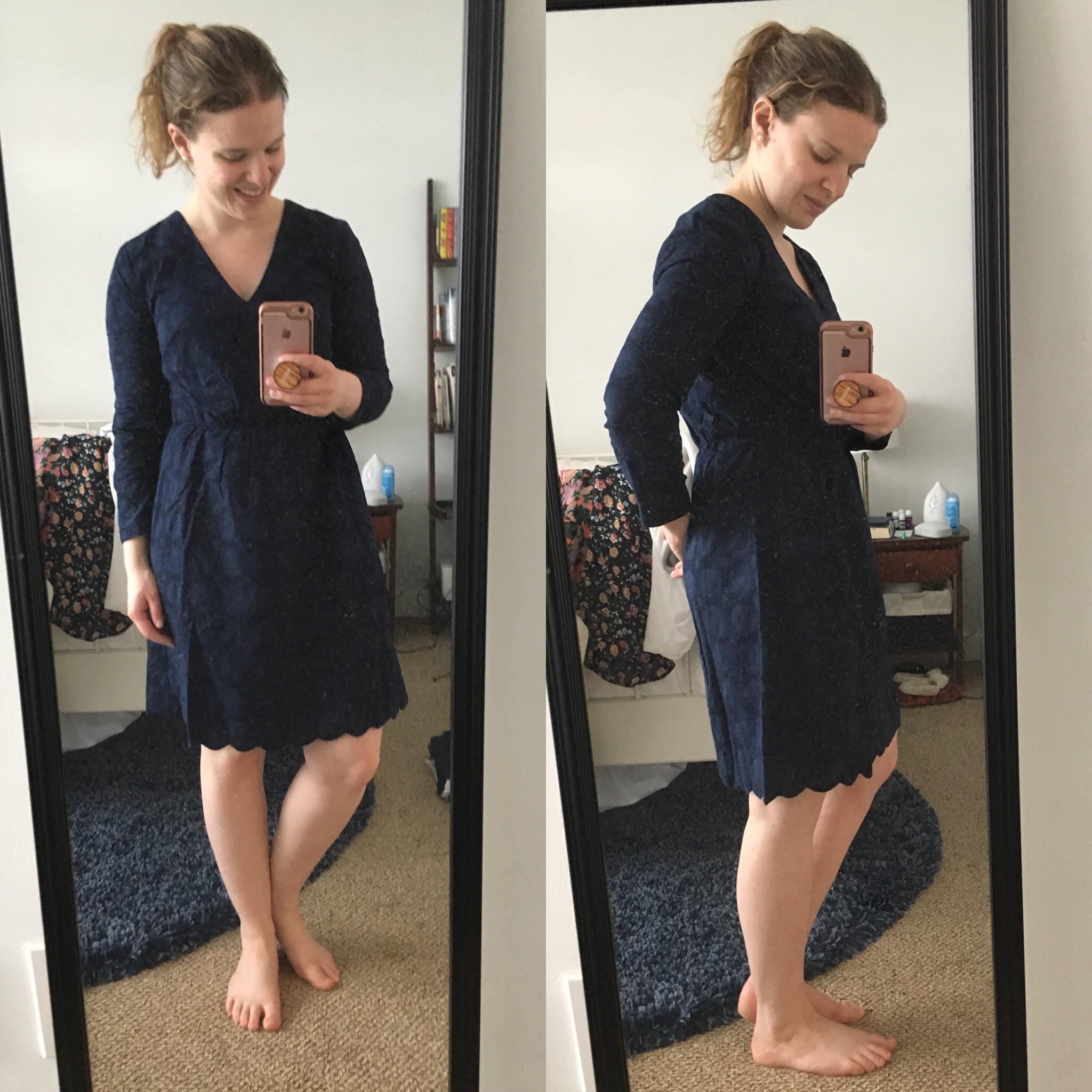dc woman blogger wearing J.Crew Factory V-Neck Lace Dress, Navy