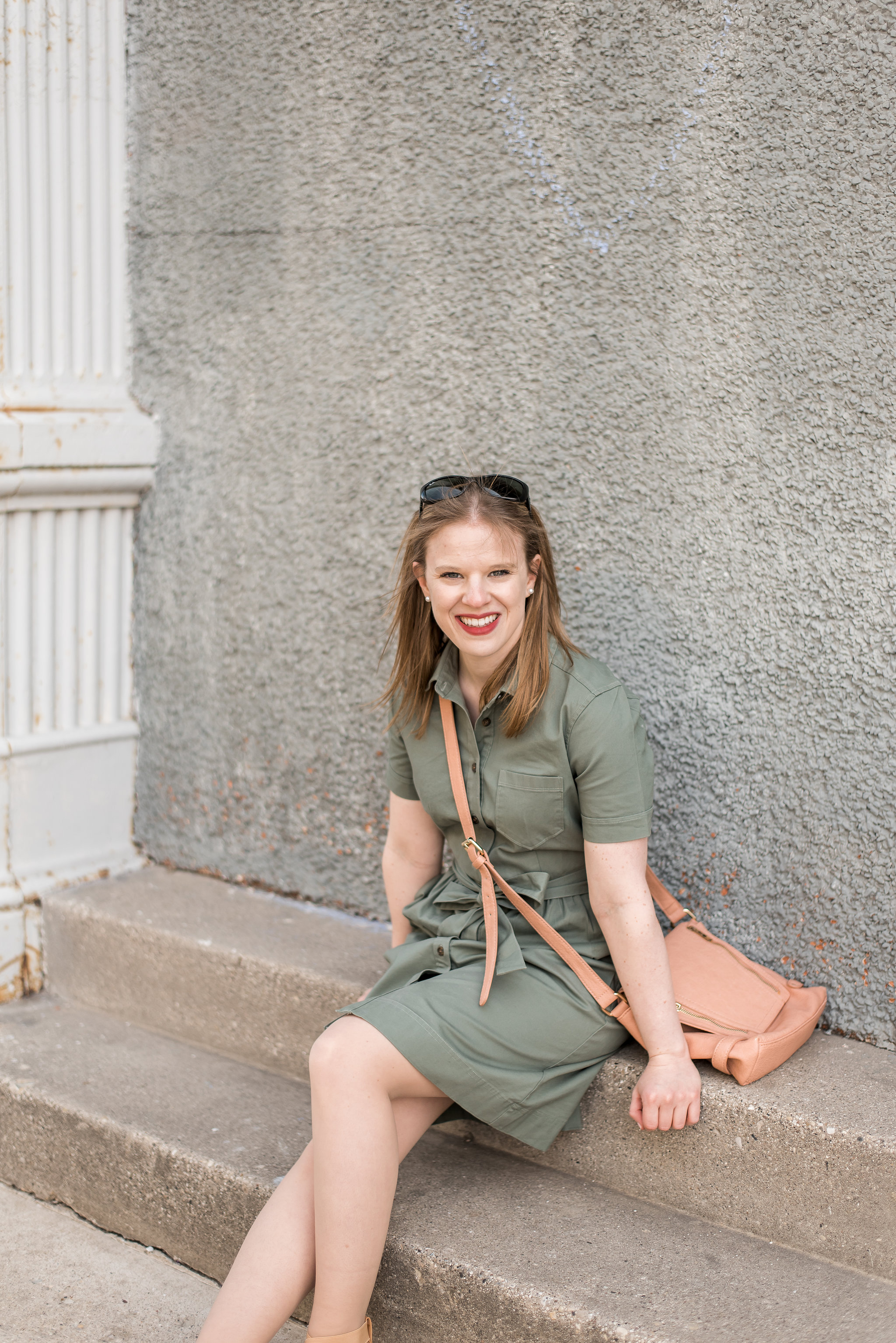dc style fashion blogger wearing Sole Society bag and J Crew Factory shirt dress
