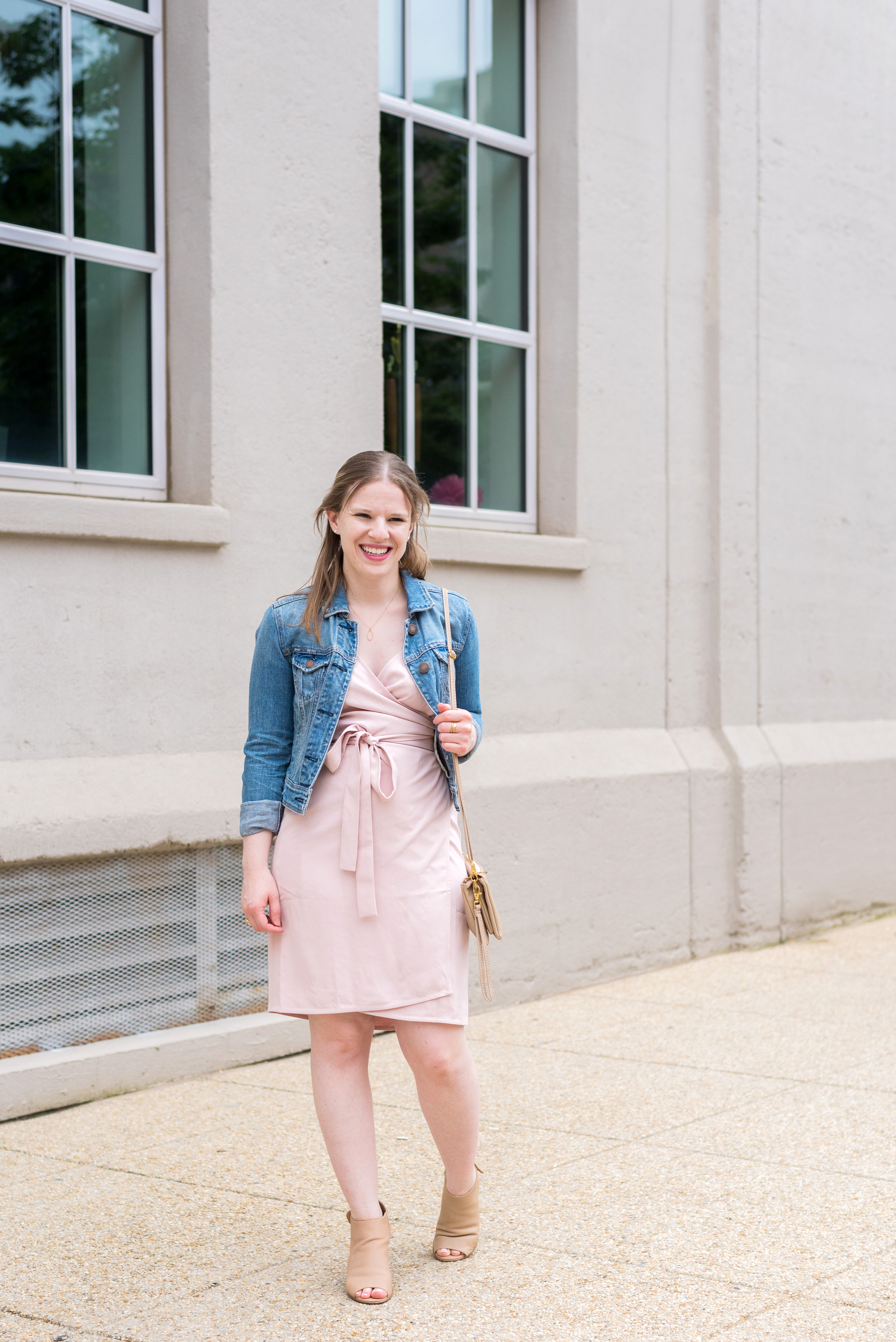 DC woman blogger wearing Everlane The Japanese GoWeave Tank Mini Wrap Dress