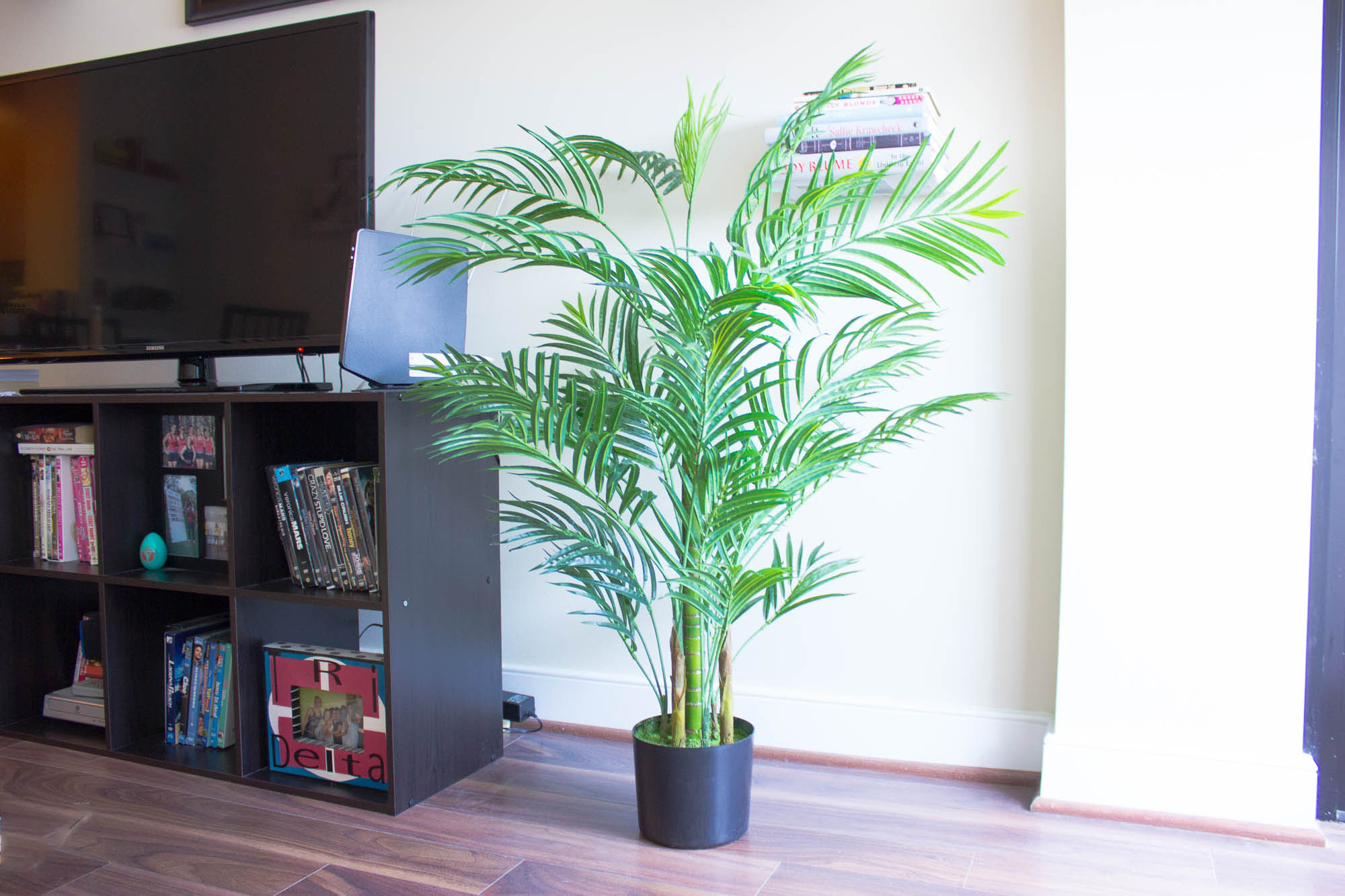 green faux tree indoor plant in stand