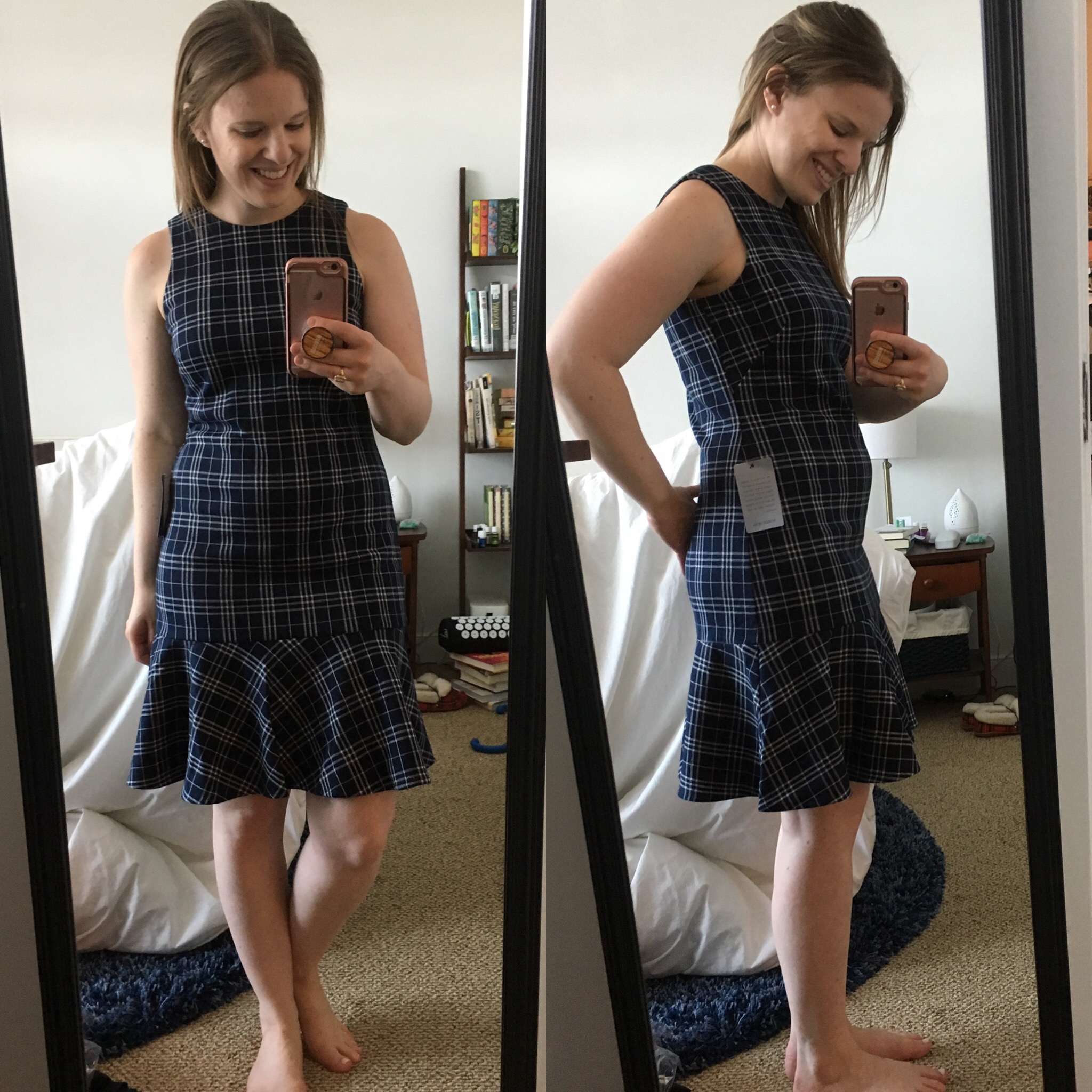 dc woman blogger wearing 1901 flounce hem shift dress