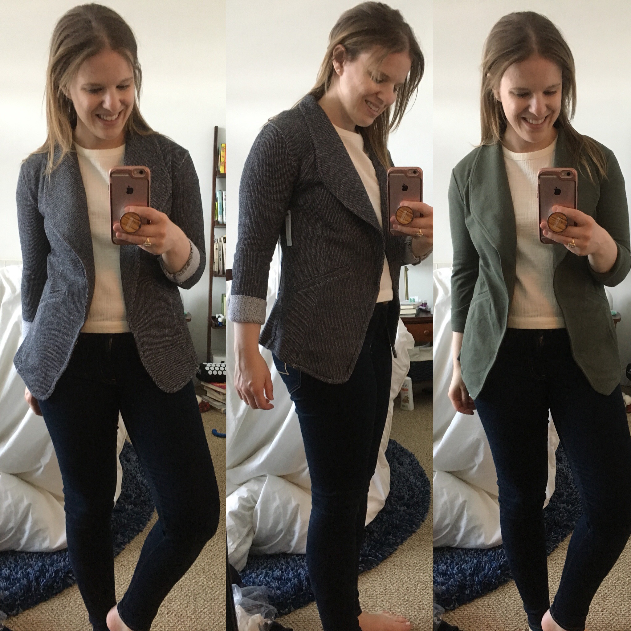 dc woman blogger wearing caslon knit blazer