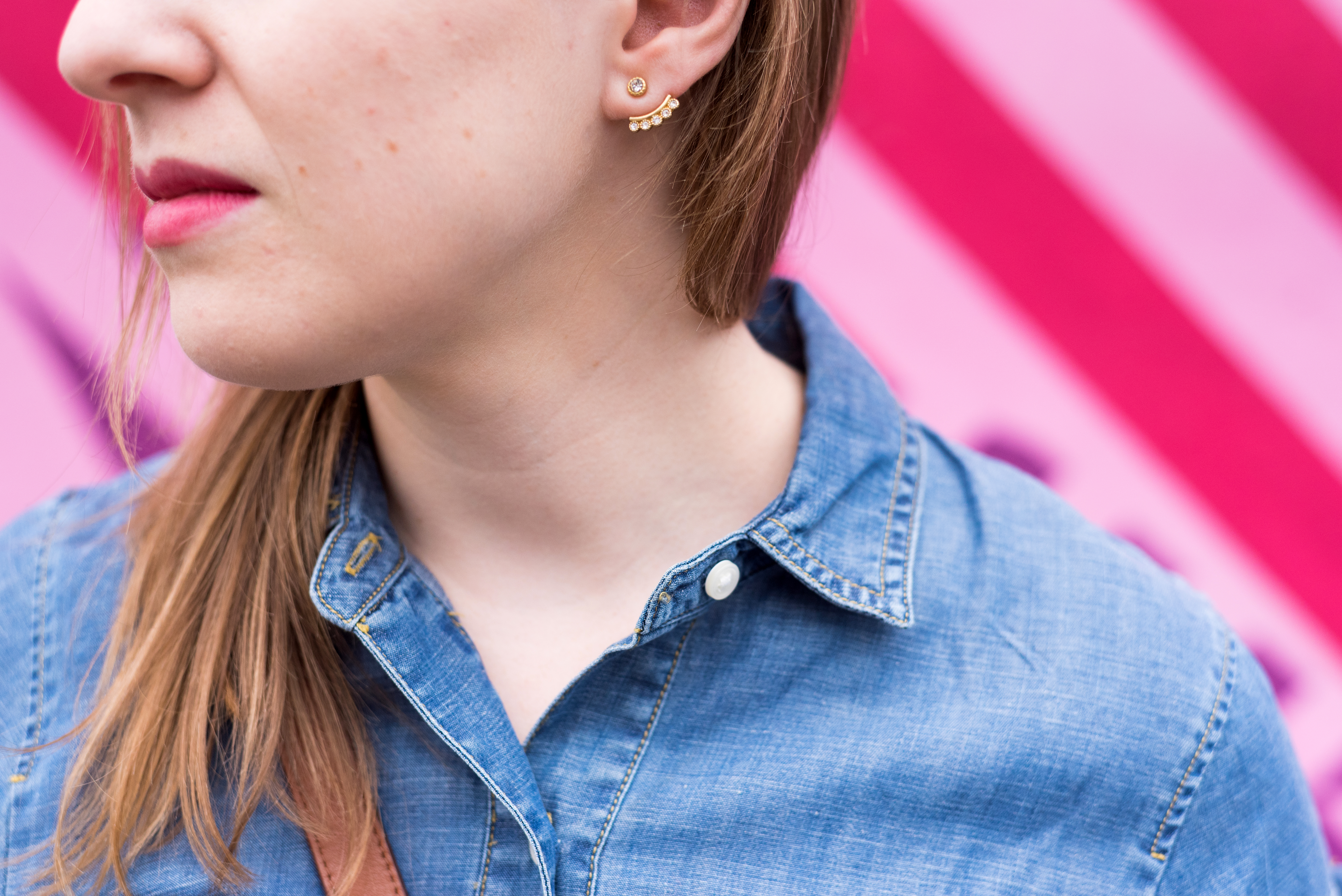 DC woman blogger wearing Crystal buds ear jackets J.Crew Factory